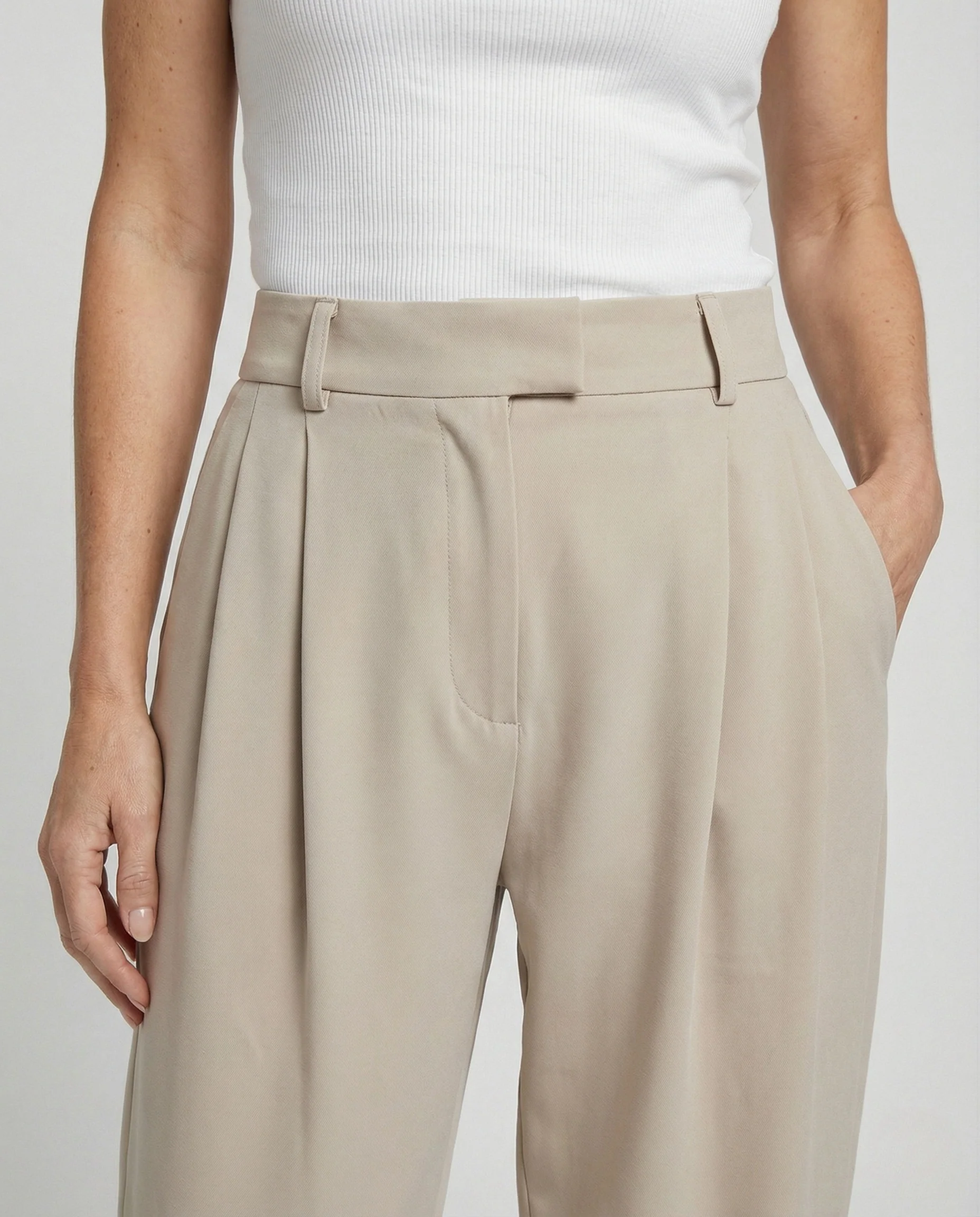 Bundfaltenhose Damen High Waist Schmal Zulaufend - Image 4