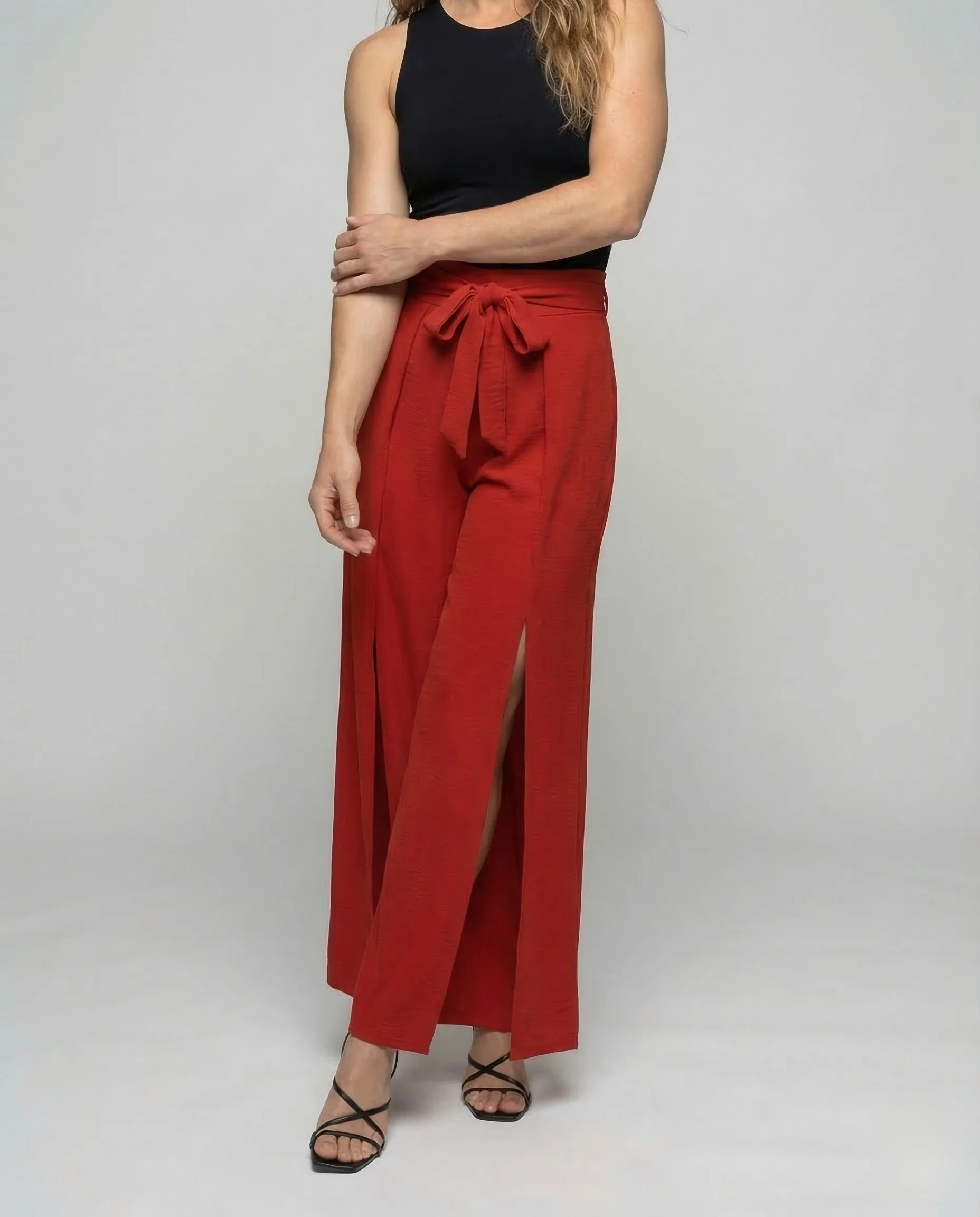 Damen Palazzo Hose High Waist Schlitz - Image 2
