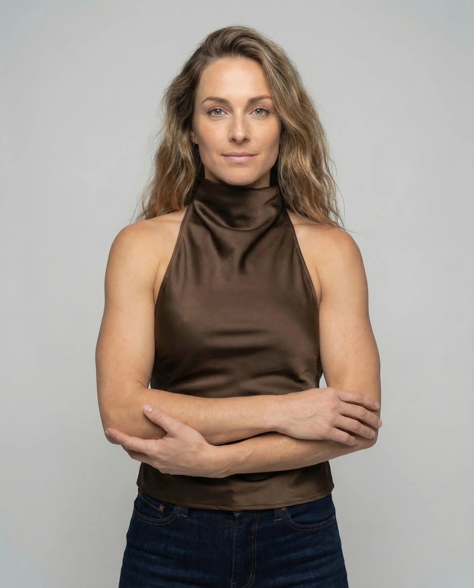 Damen Satin Crop Top Rückenfrei - Image 2
