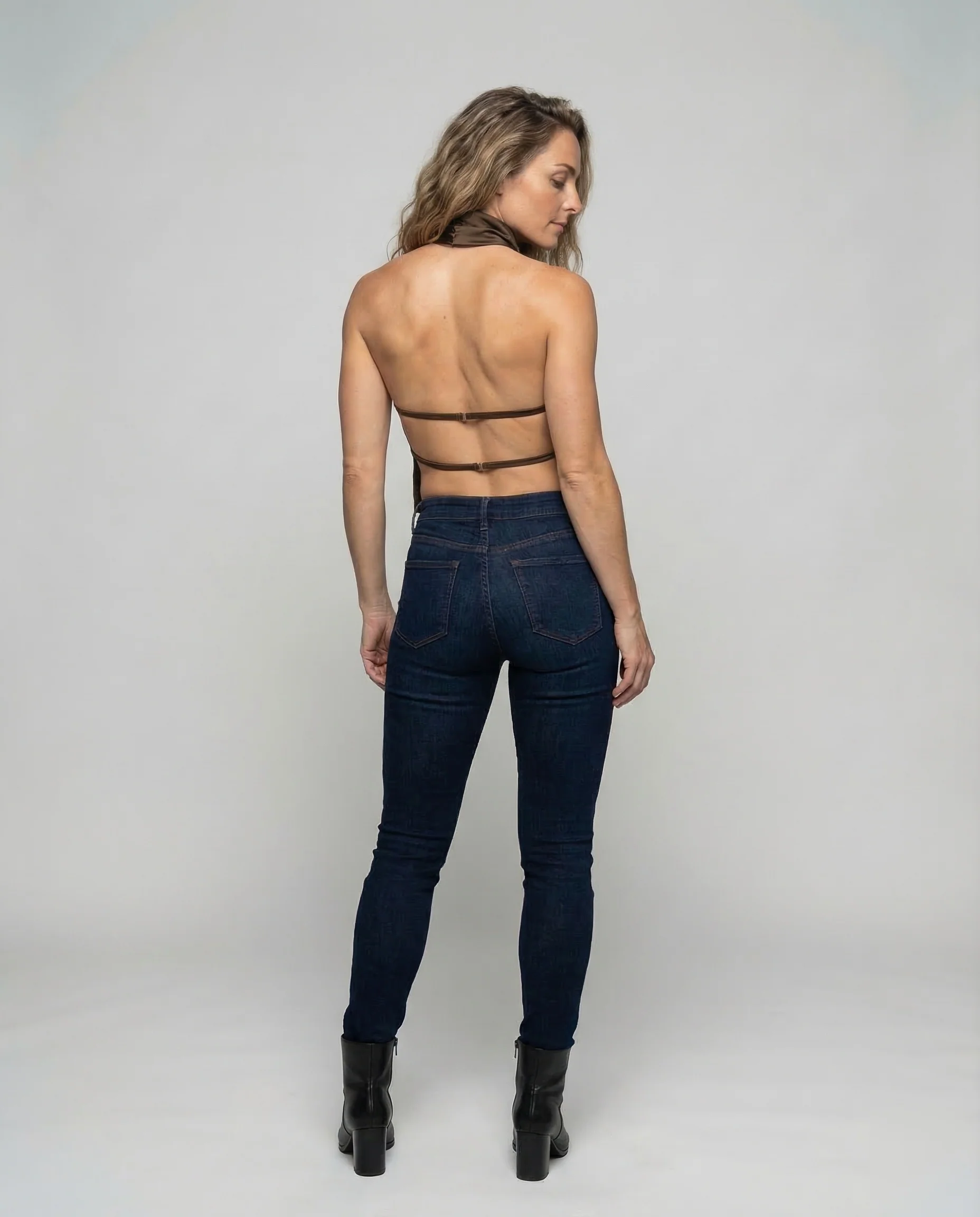 Damen Satin Crop Top Rückenfrei - Image 4