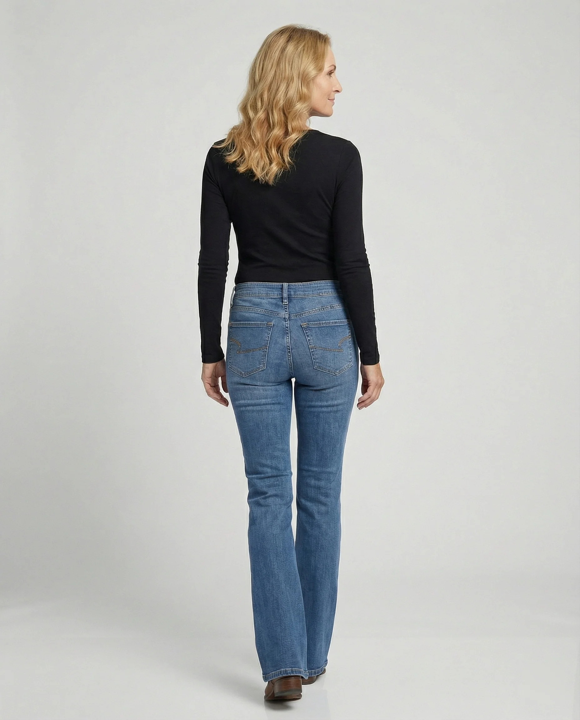 Damen High Waist Jeans ausgestellt mit Stretch - Image 2