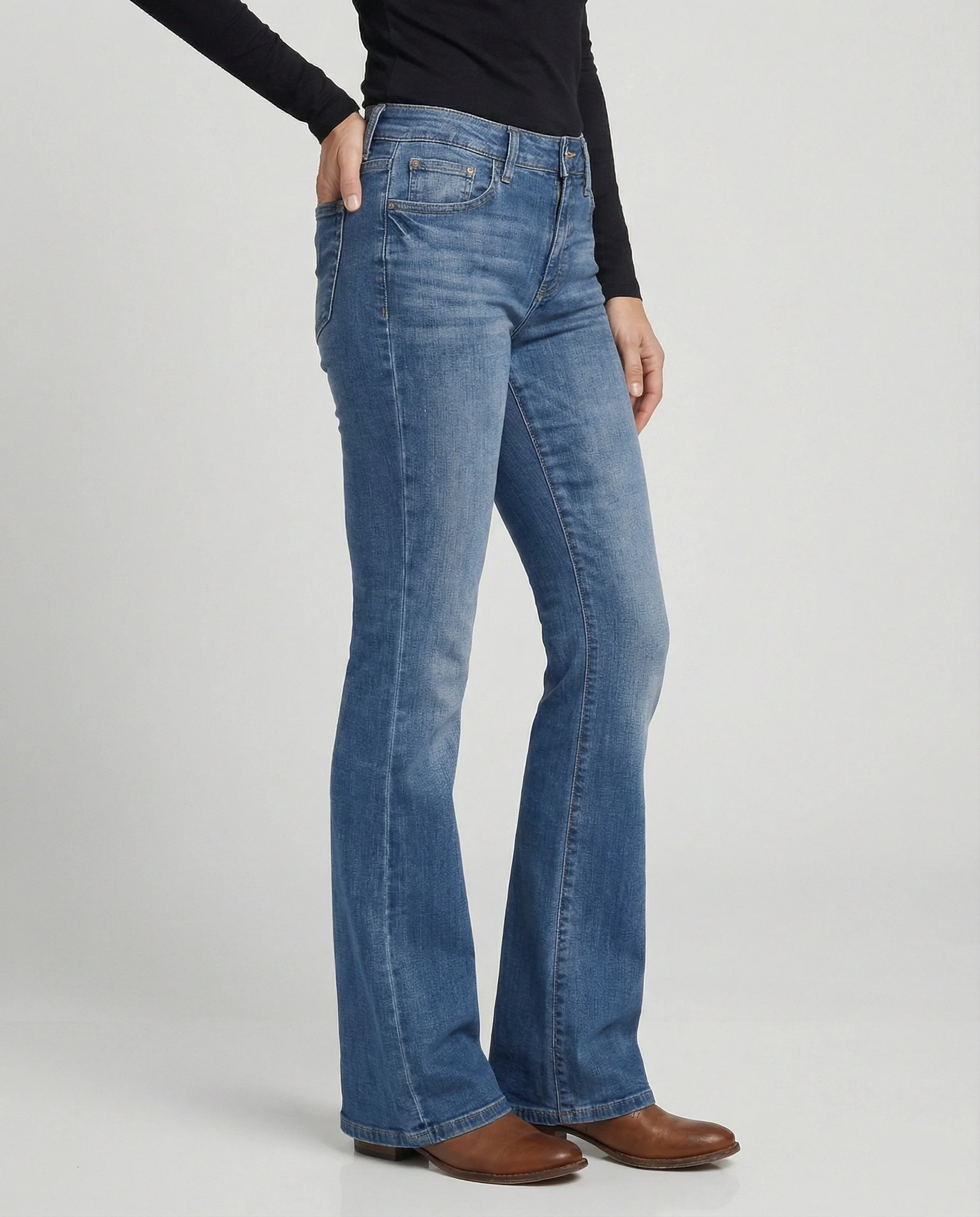 Damen High Waist Jeans ausgestellt mit Stretch - Image 4
