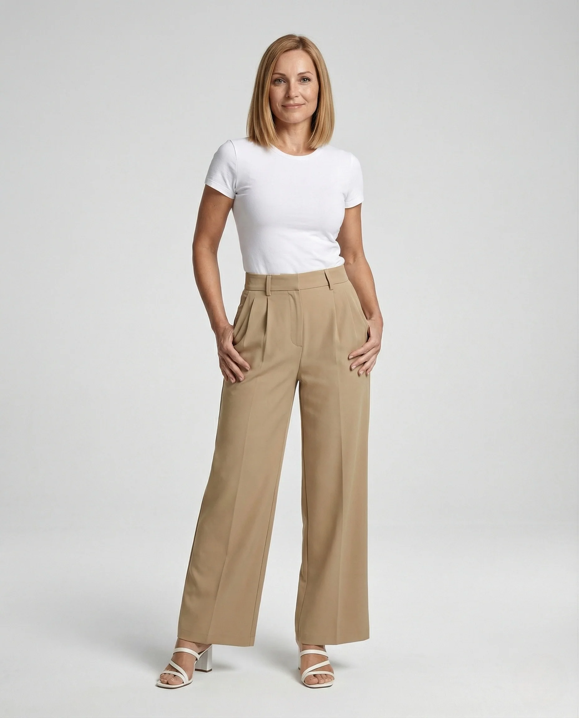 Freizeitkleidung Damen Bundfaltenhose Weit