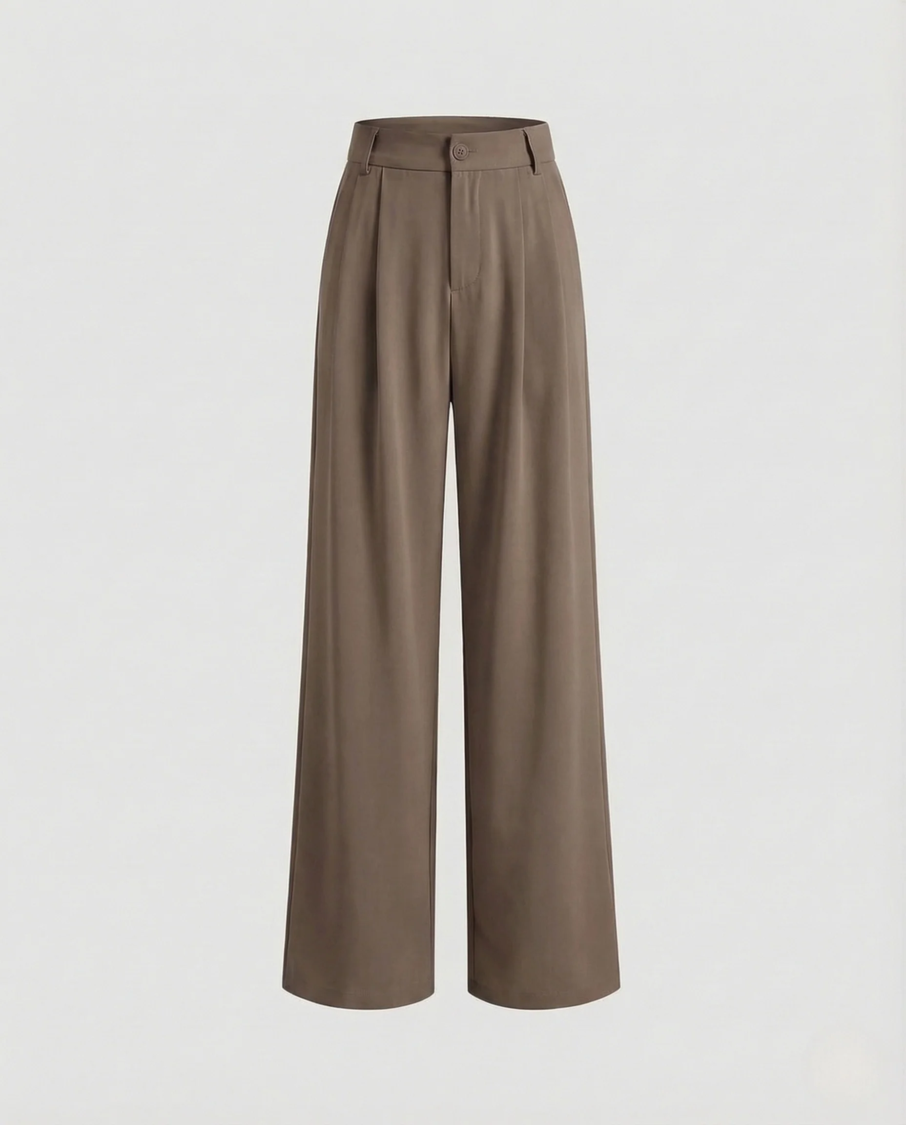 Damen Bundfaltenhose High Waist Weites Bein Verdeckter Verschluss - Image 9