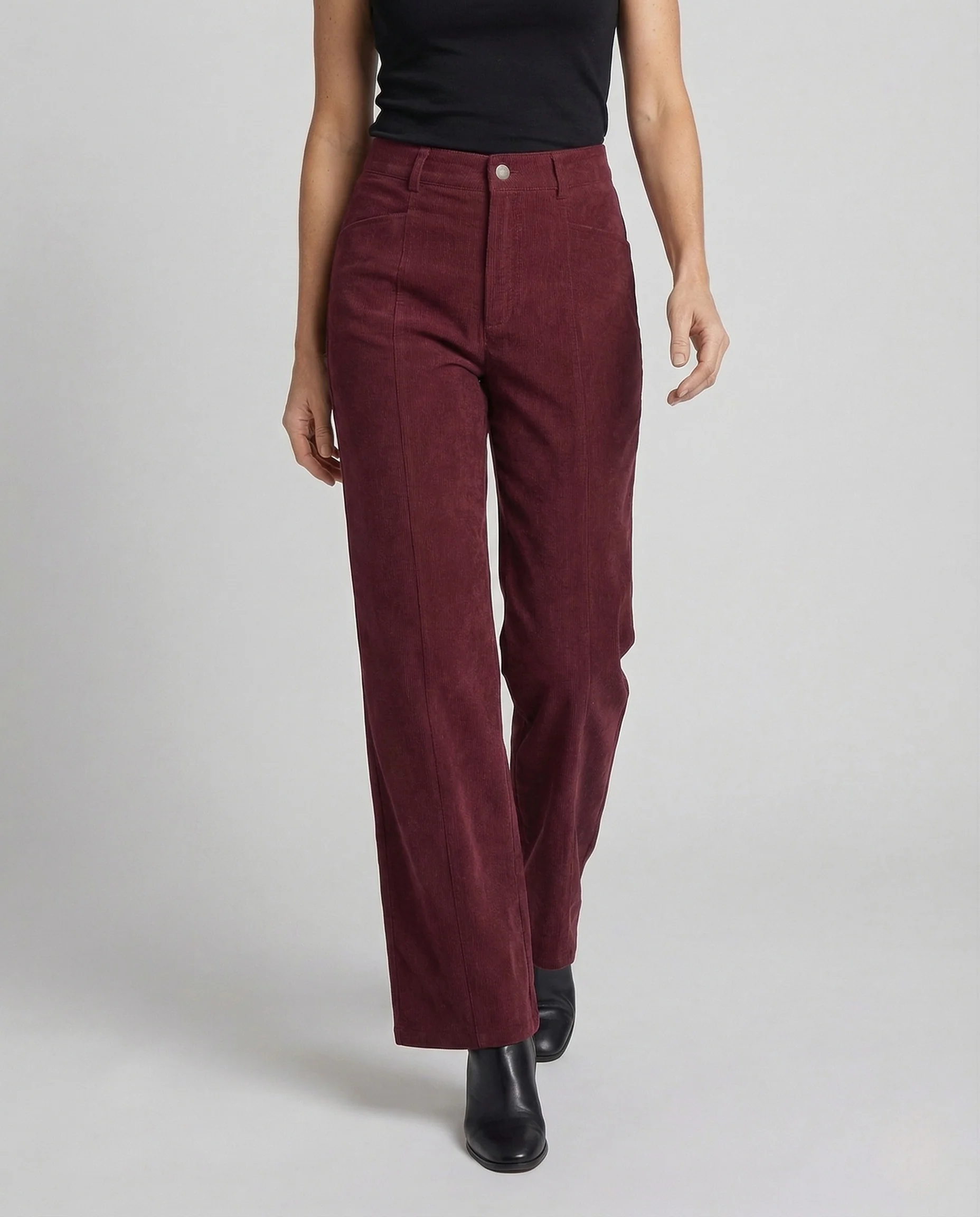 Damen Cordhose Bügelfalte Weit - Image 2