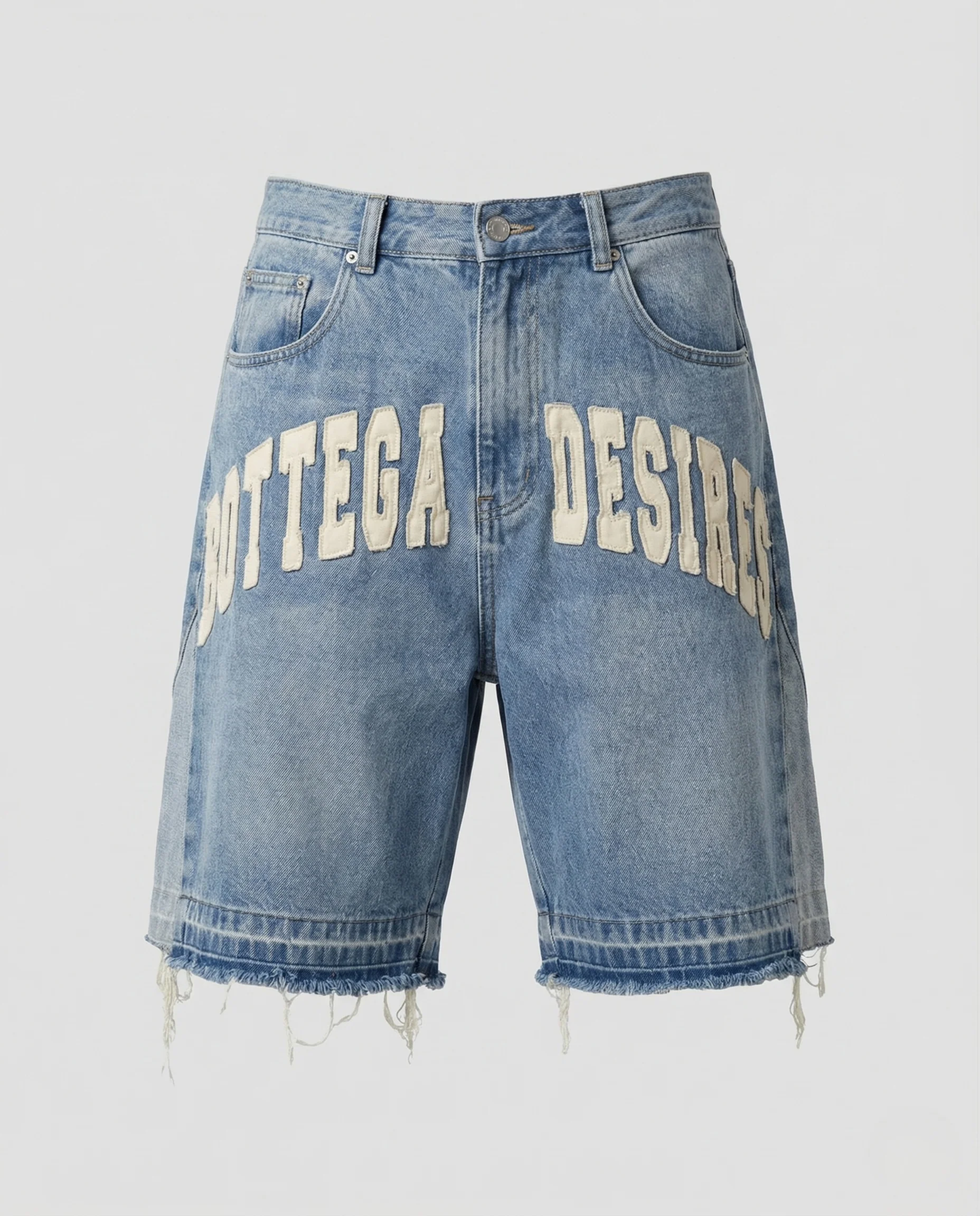 Damen High Waist Denim Bermuda mit Fransen Jeans Shorts - Image 4