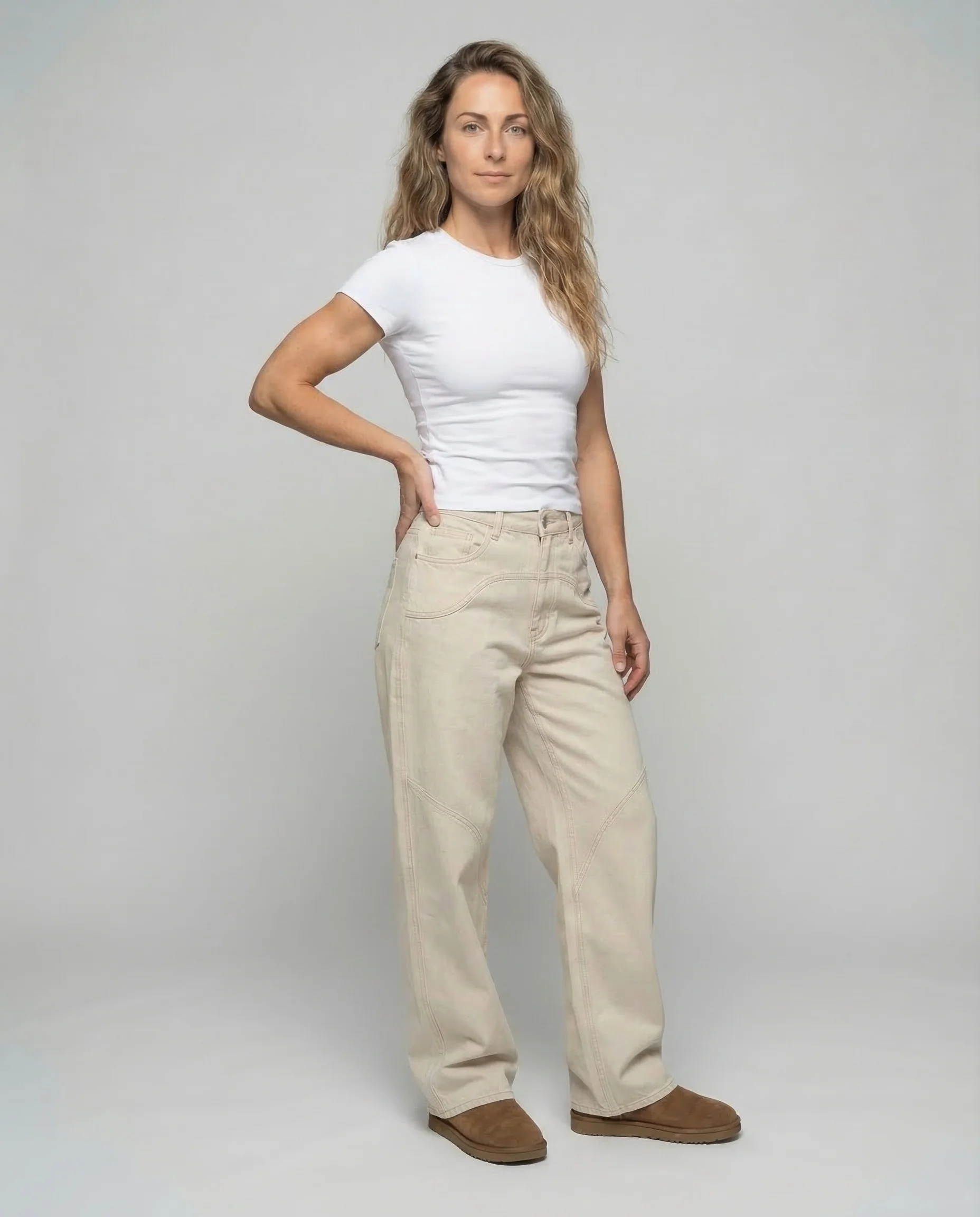 Damen Denim Hose Weit High Waist - Image 2
