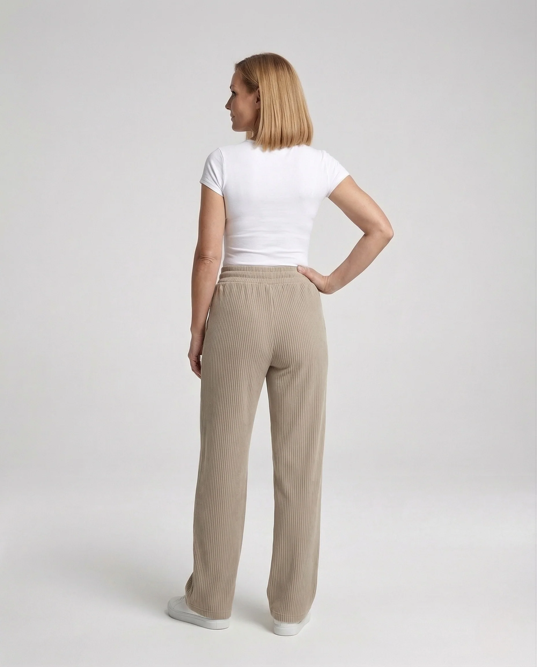 Damen gerippte Loungehose High Waist mit weitem Bein - Image 4