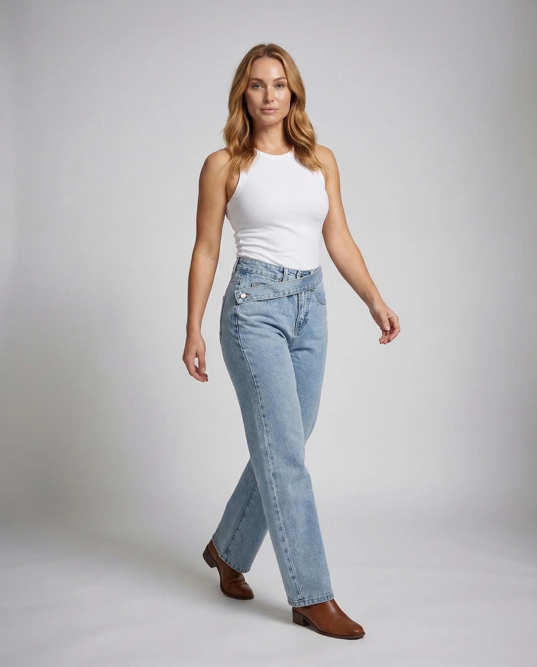 Damen Jeans High Waist Weites Bein