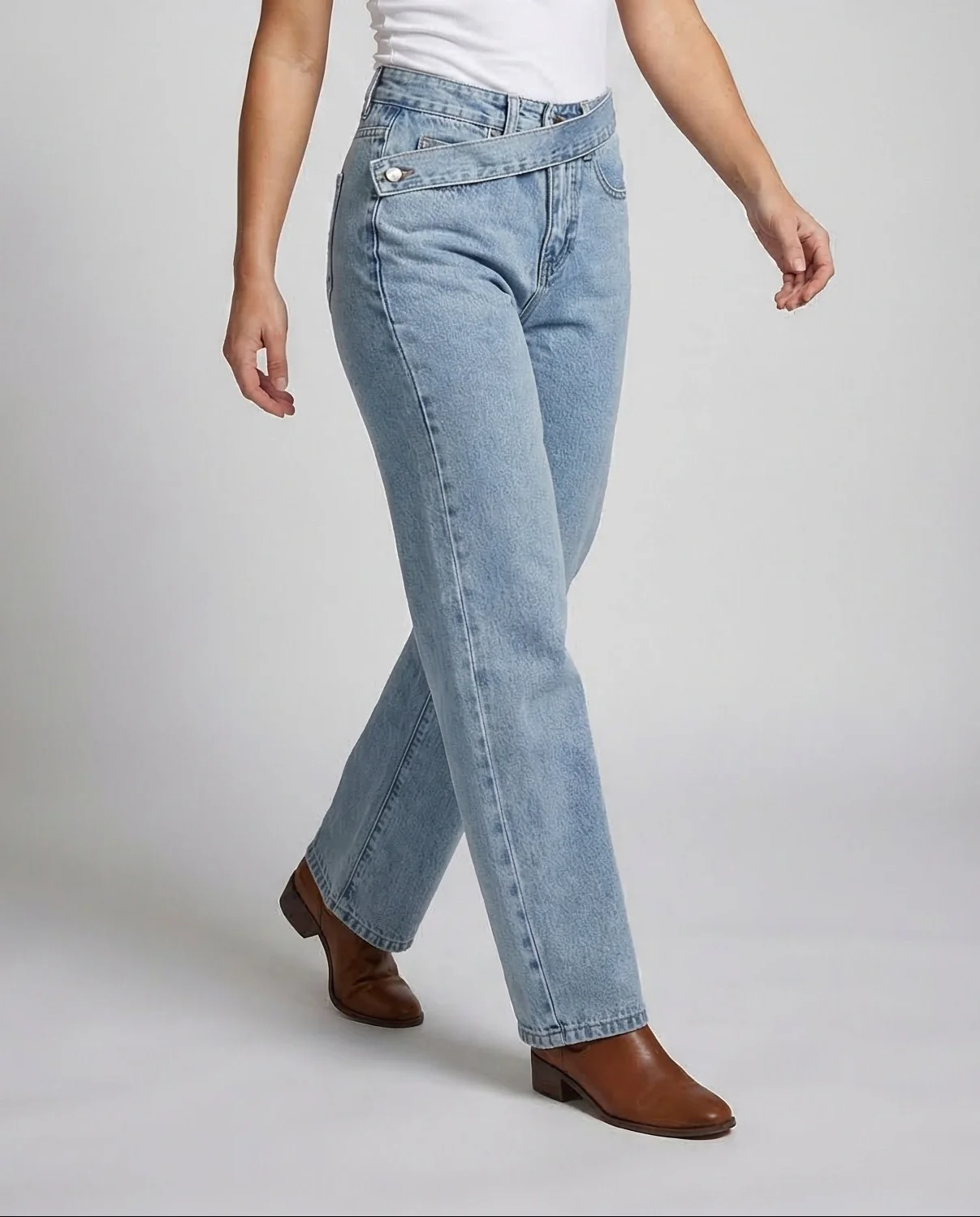 Damen Jeans High Waist Weites Bein - Image 2