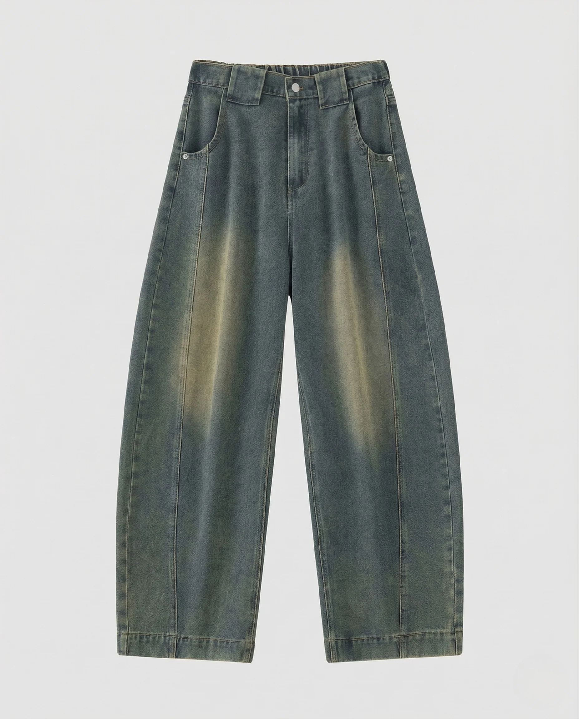 Damen High Waist Jeans mit Mittelnaht & weitem Bein Vintage Denim - Image 4