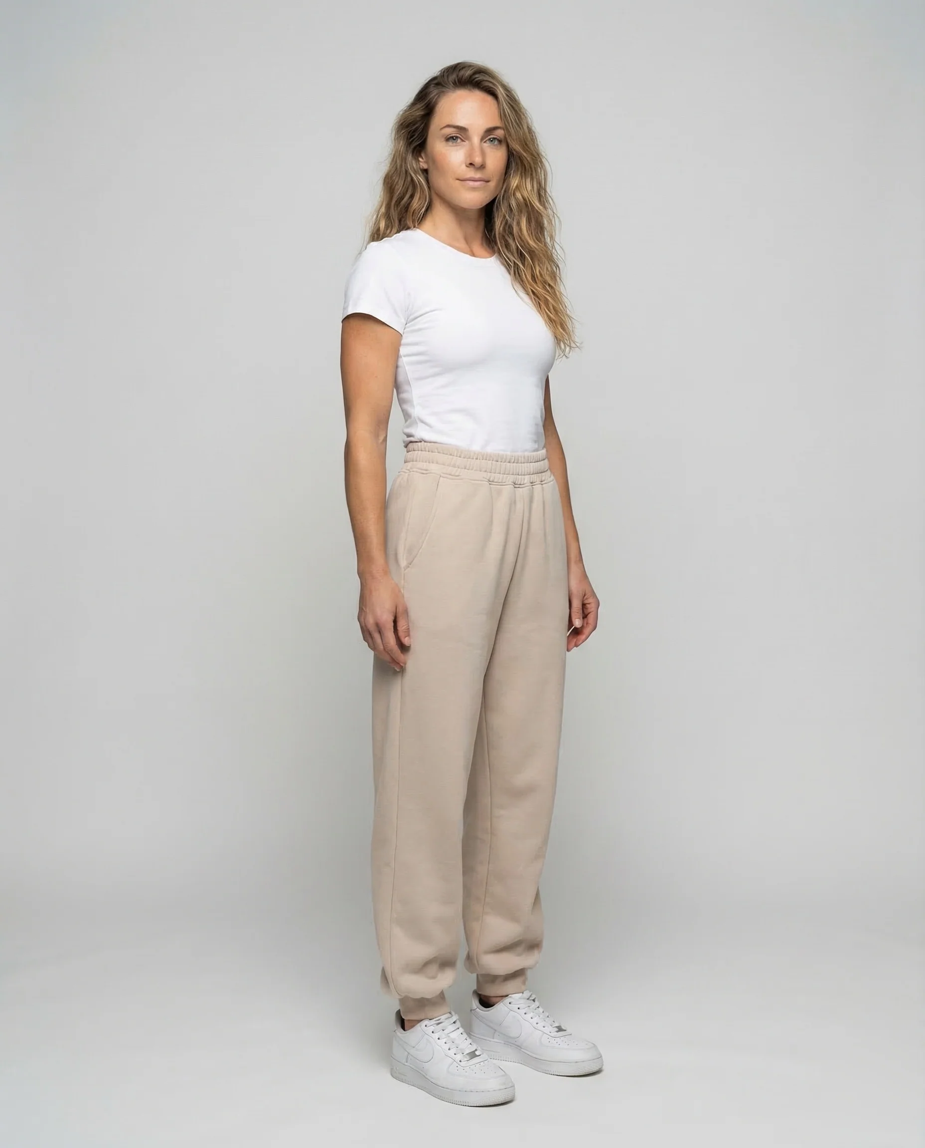Damen Jogginghose High Waist Bundfalten