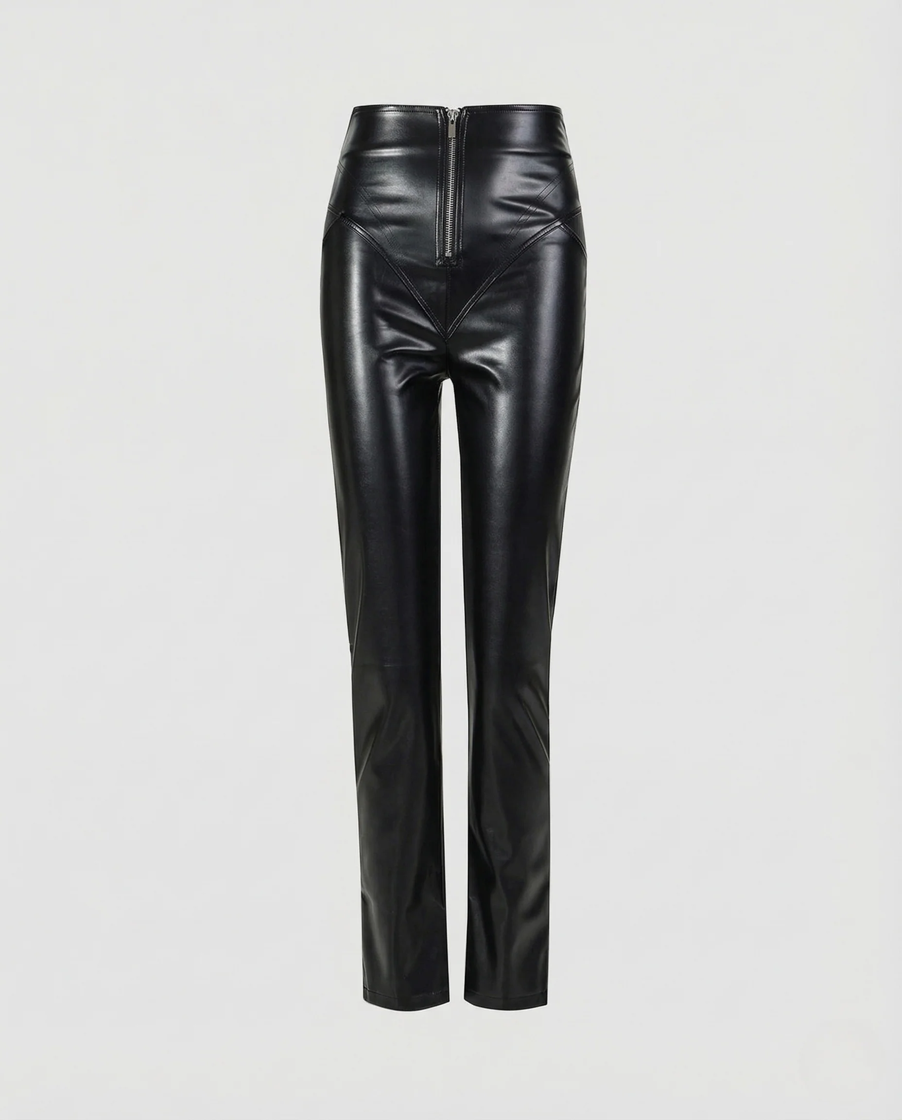 Damen Kunstlederhose High Waist Gerades Bein - Image 5