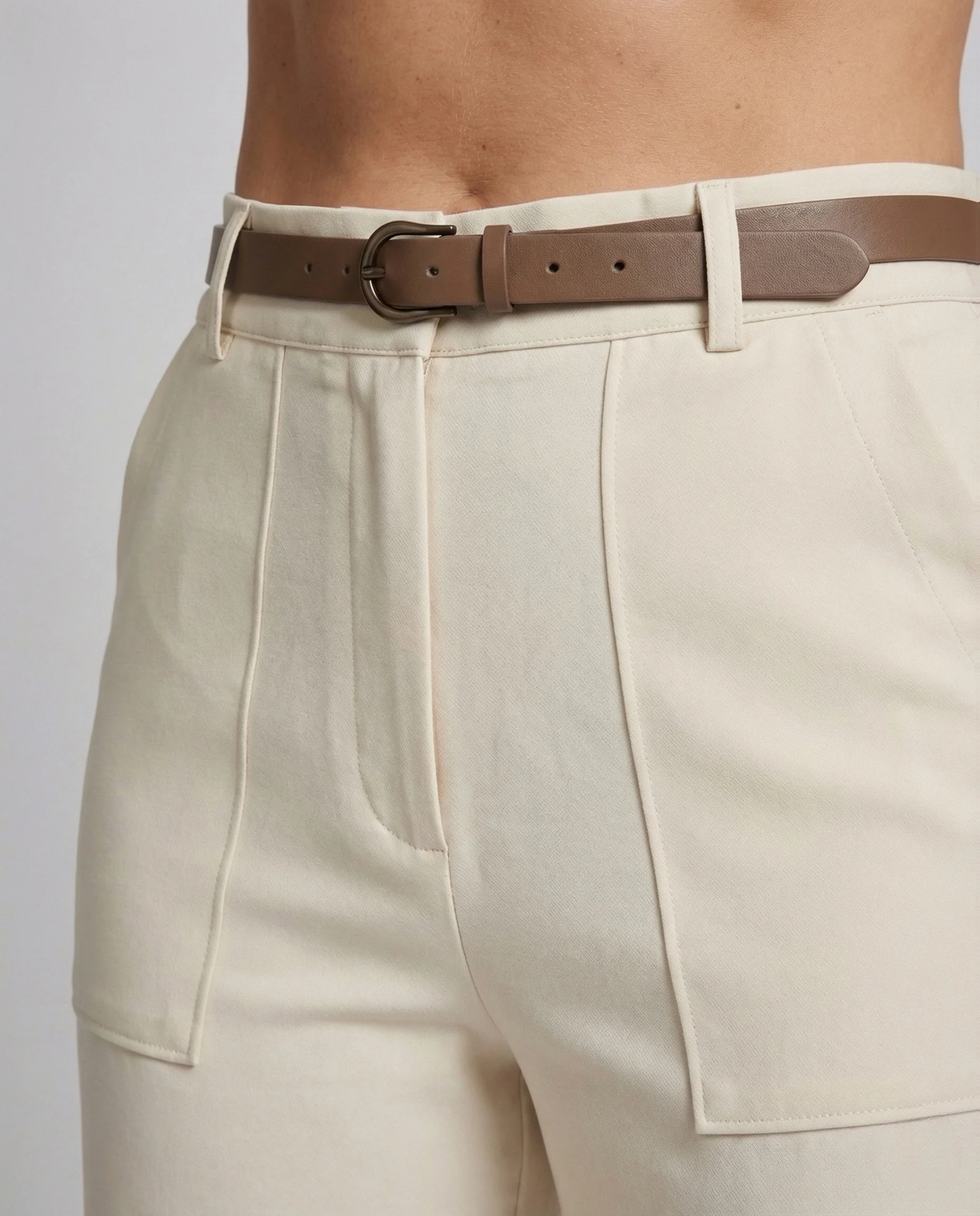 Damen Palazzohose High Waist Weites Bein Gürtel - Image 3