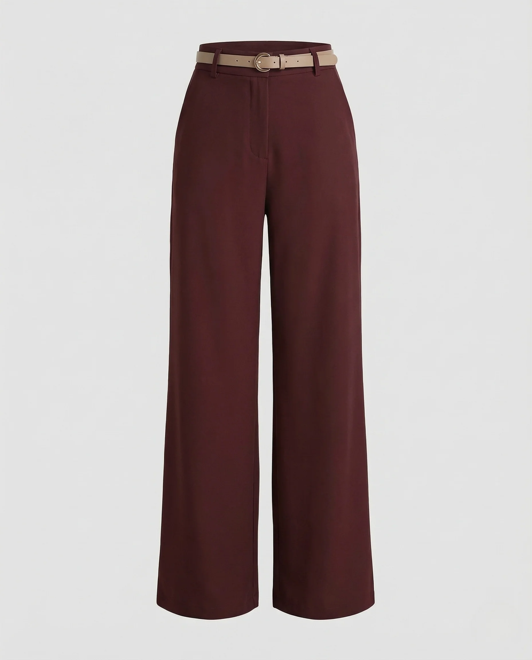 Damen Palazzohose High Waist Weites Bein Gürtel - Image 5