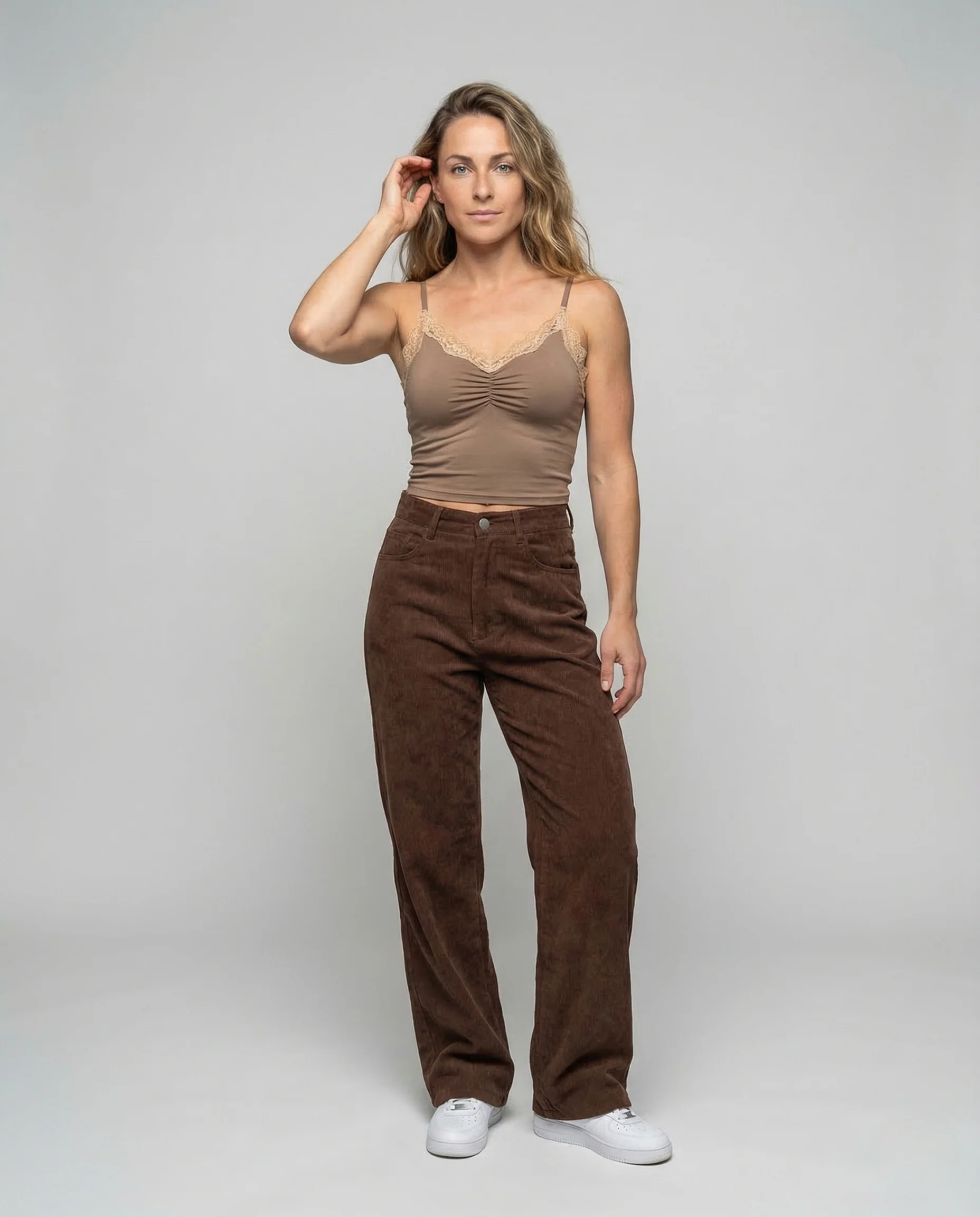 Damen Chinohose High Waist Weit