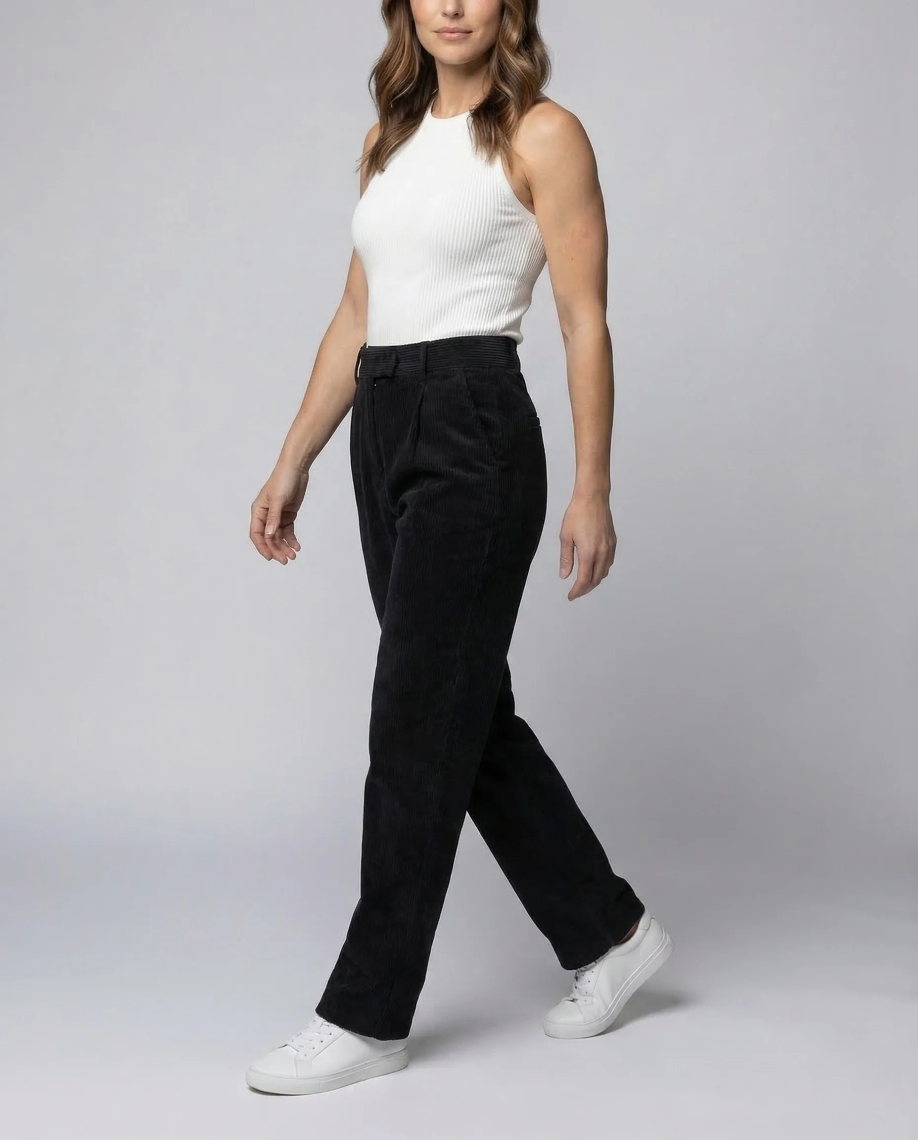 Damen Cordhose High Waist Bundfalten - Image 2