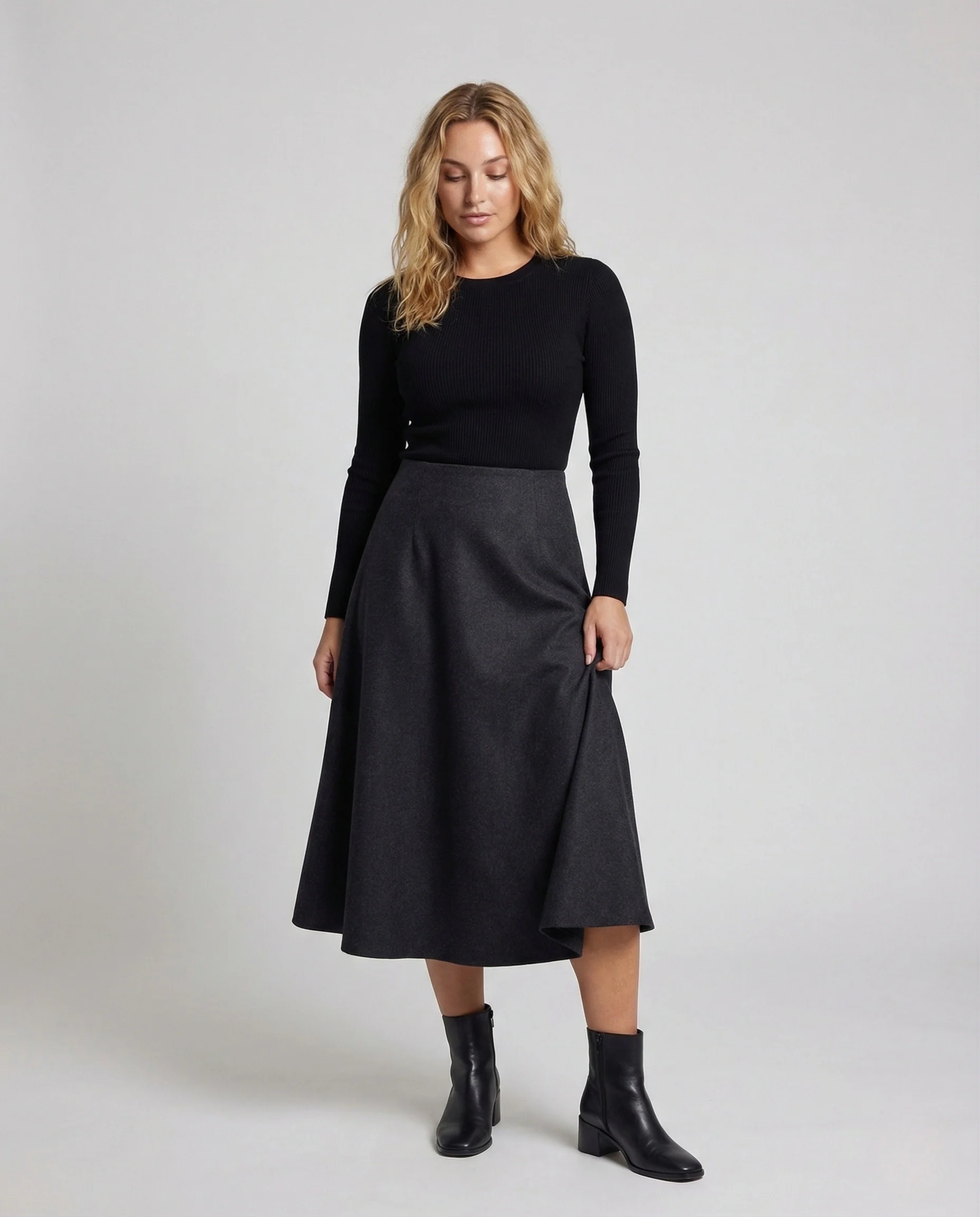 Damen Wollmix Maxirock Ausgestellt - Image 2