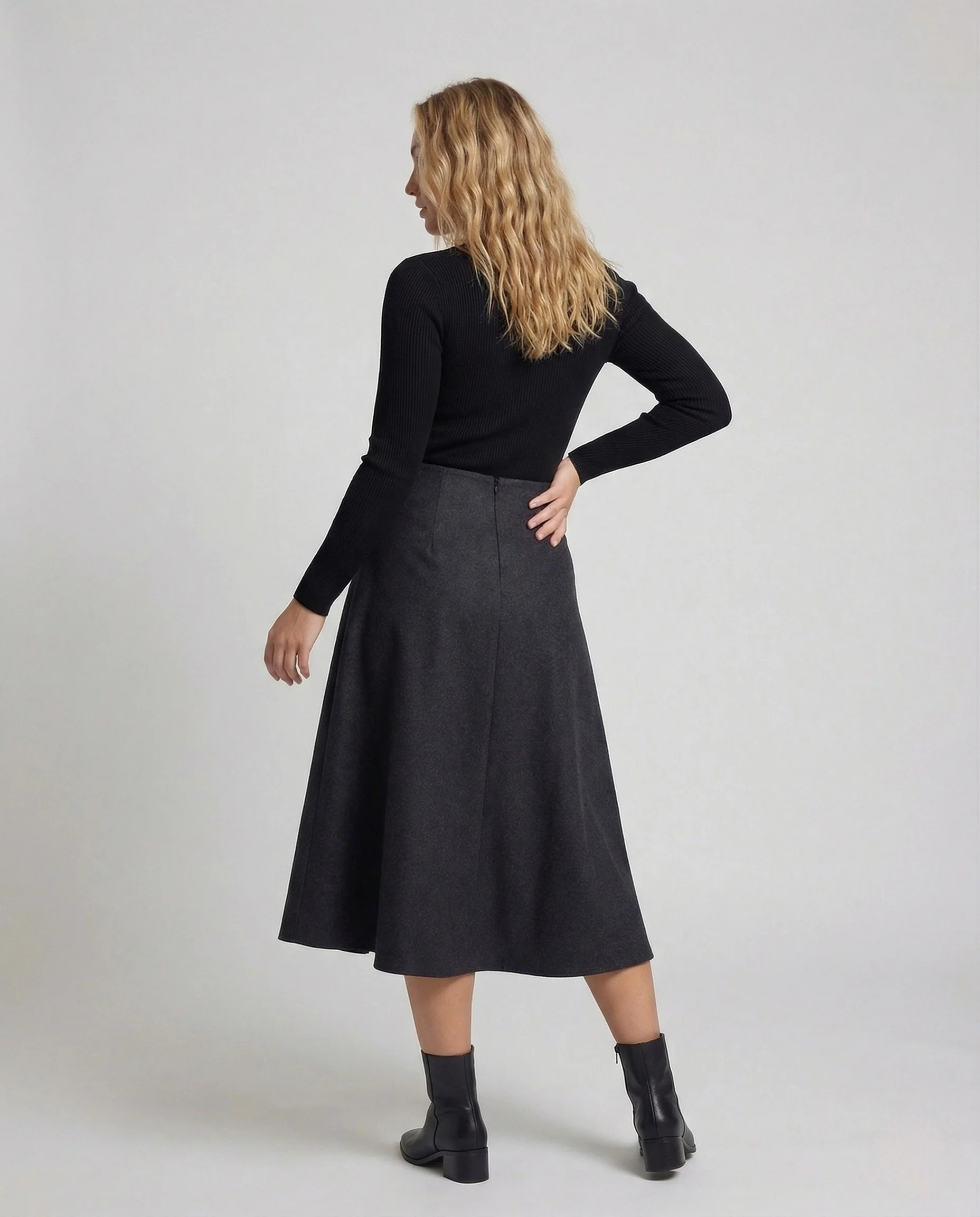 Damen Wollmix Maxirock Ausgestellt - Image 3