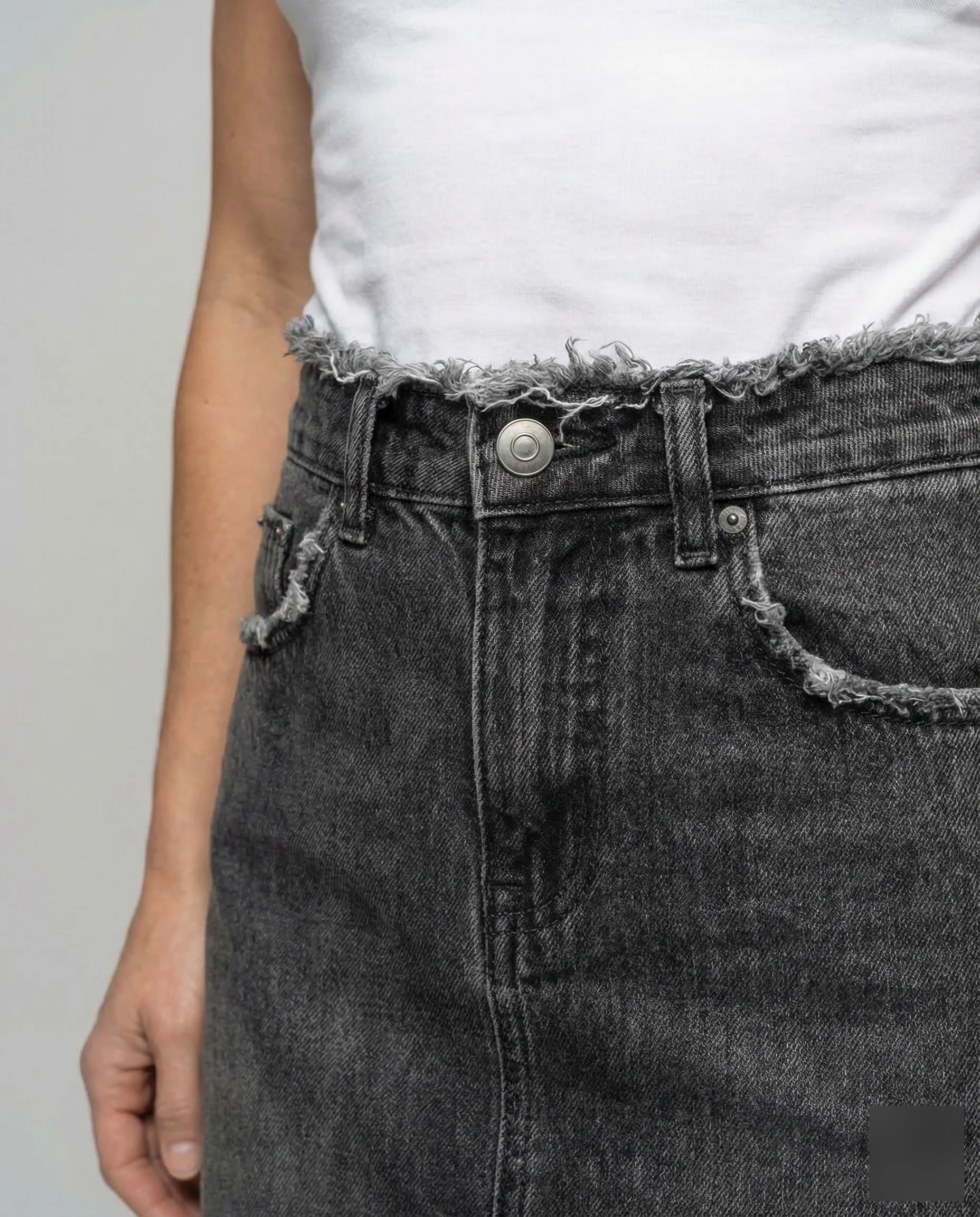 Damen Jeans Midirock Fransen - Image 3