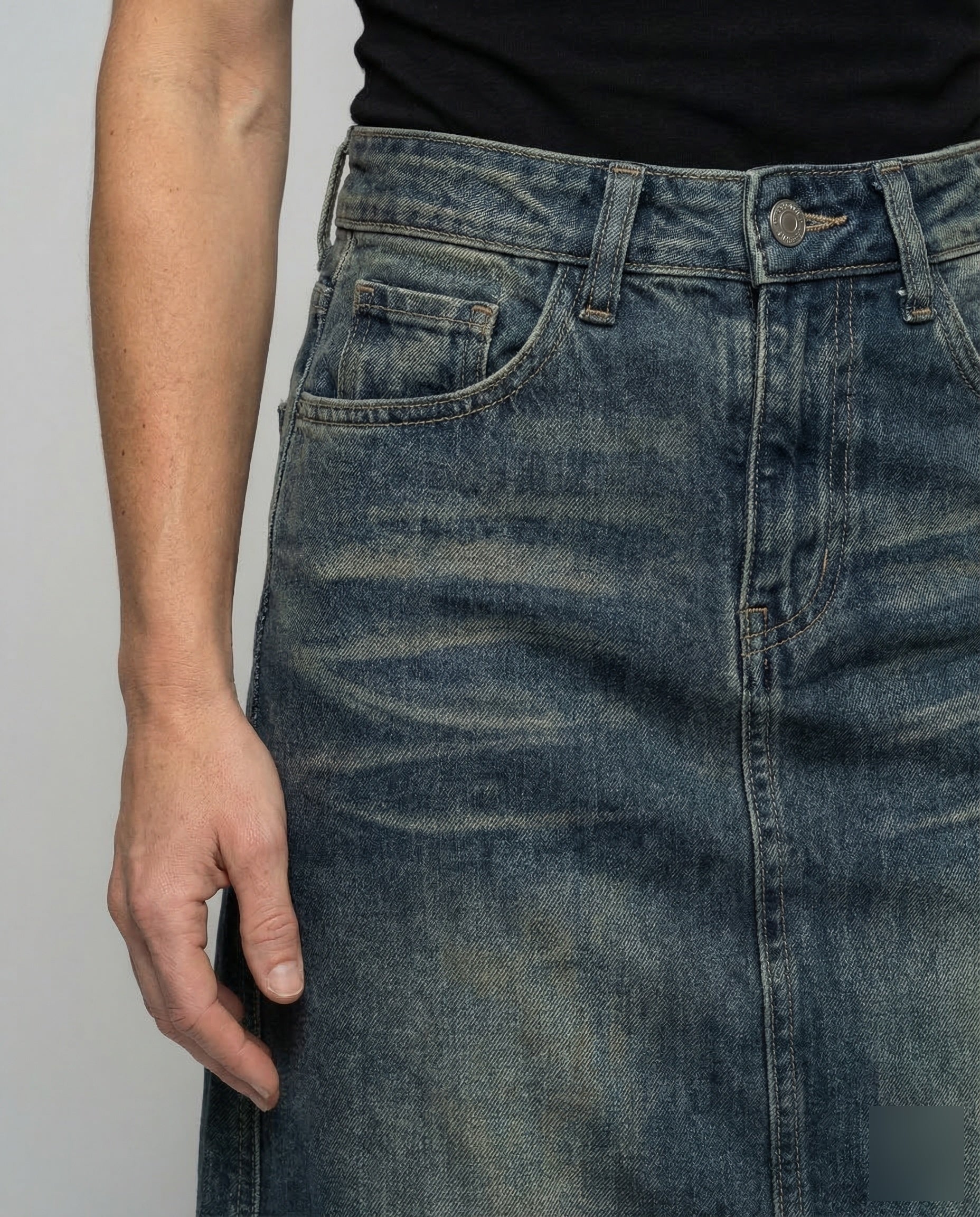 Damen Jeans Maxirock A Linie - Image 3