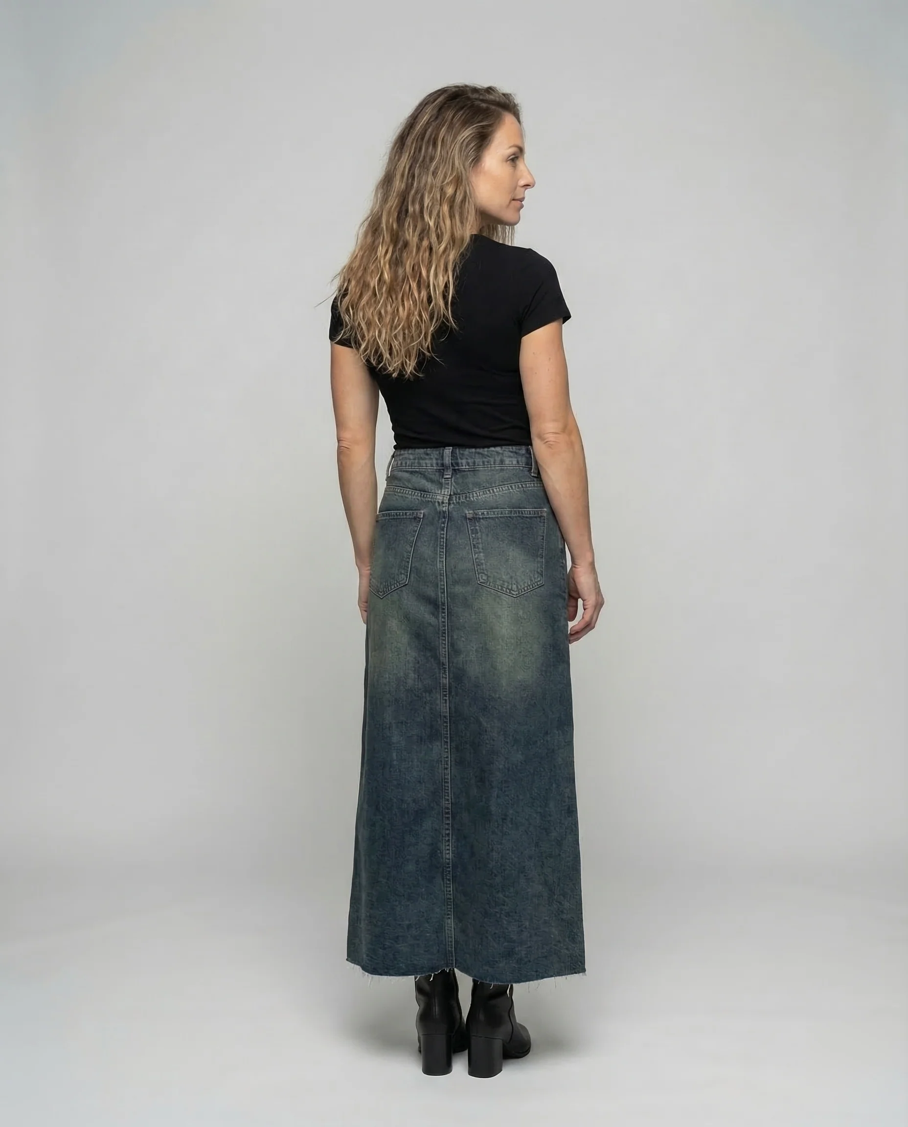 Damen Jeans Maxirock A Linie - Image 4