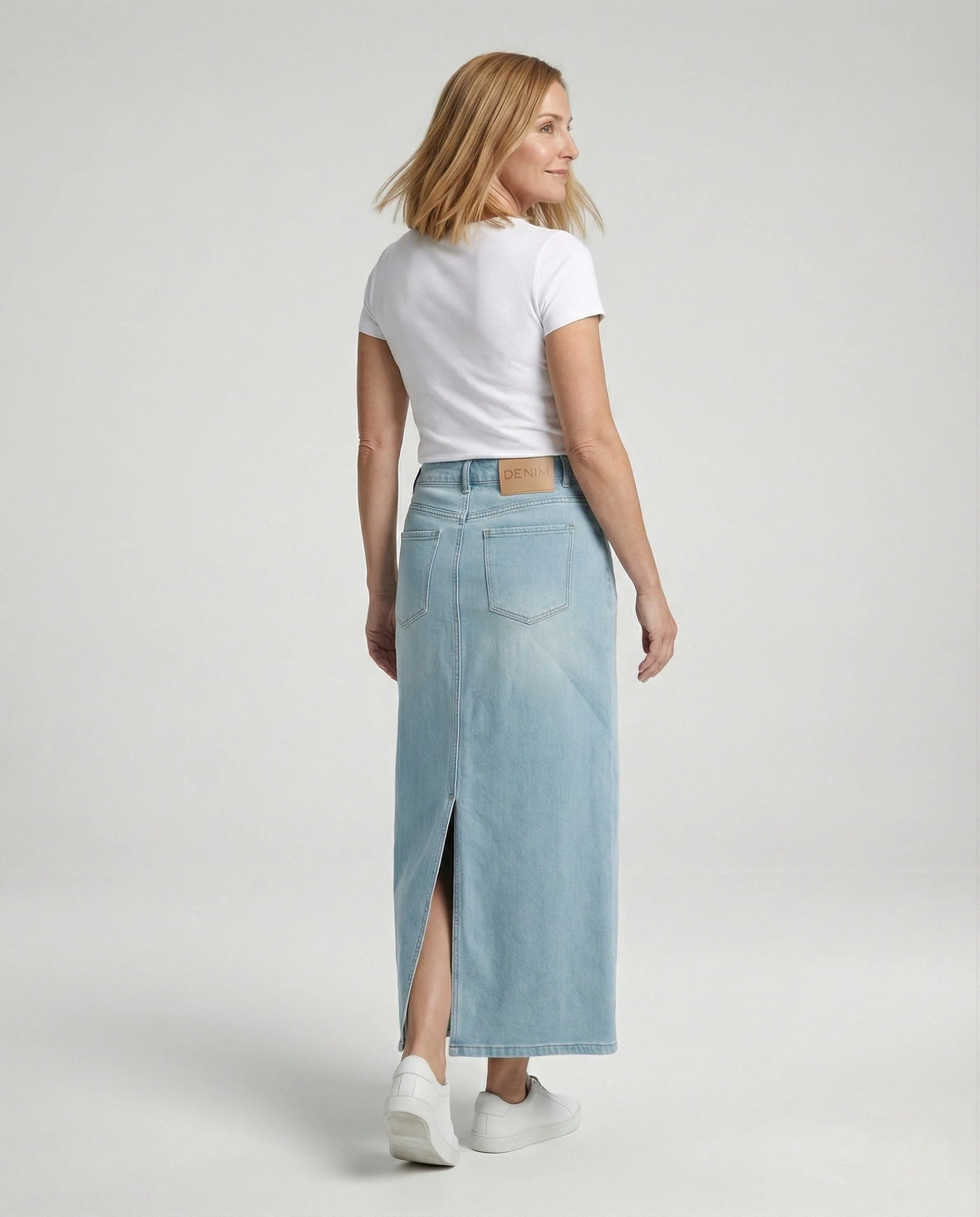 Jeans Maxirock Hochbund Damen Fünf Taschen - Image 3
