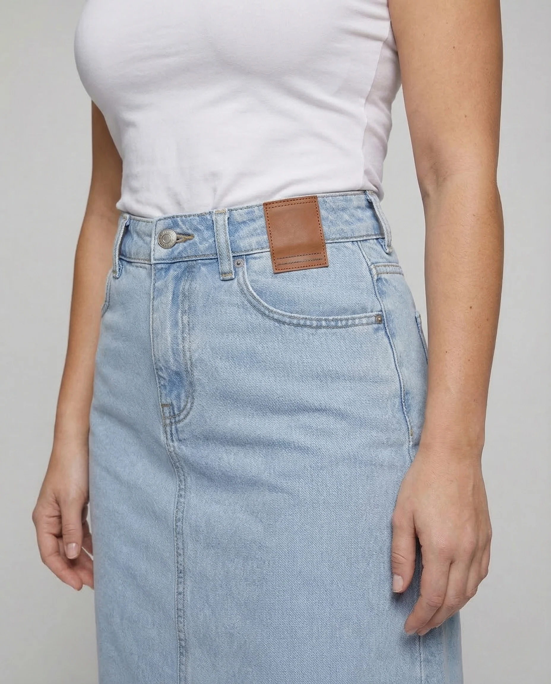 Damen Jeans Midirock Schlitz - Image 3