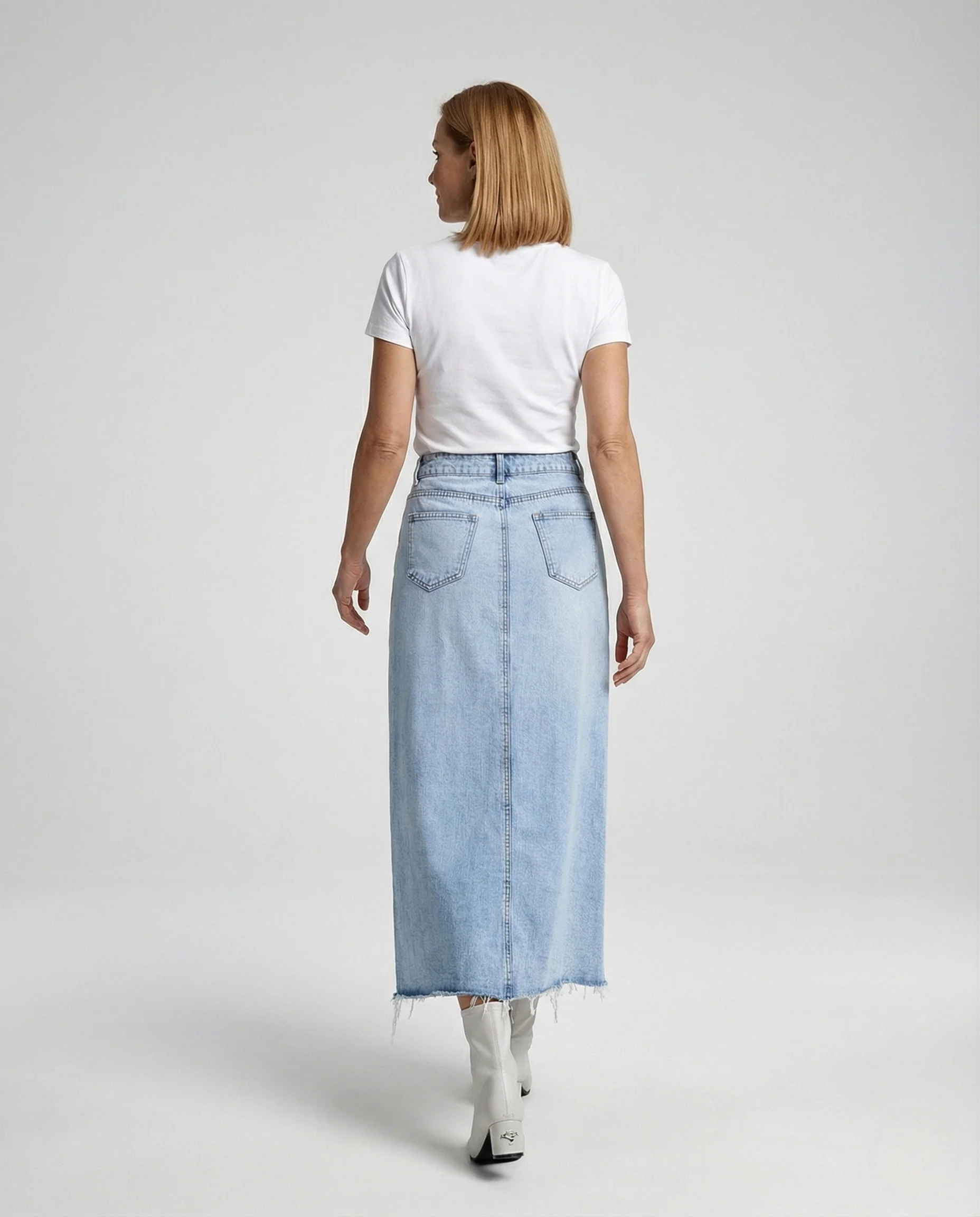 Maxi Jeansrock A-Linie Damen Mit Schlitz - Image 3