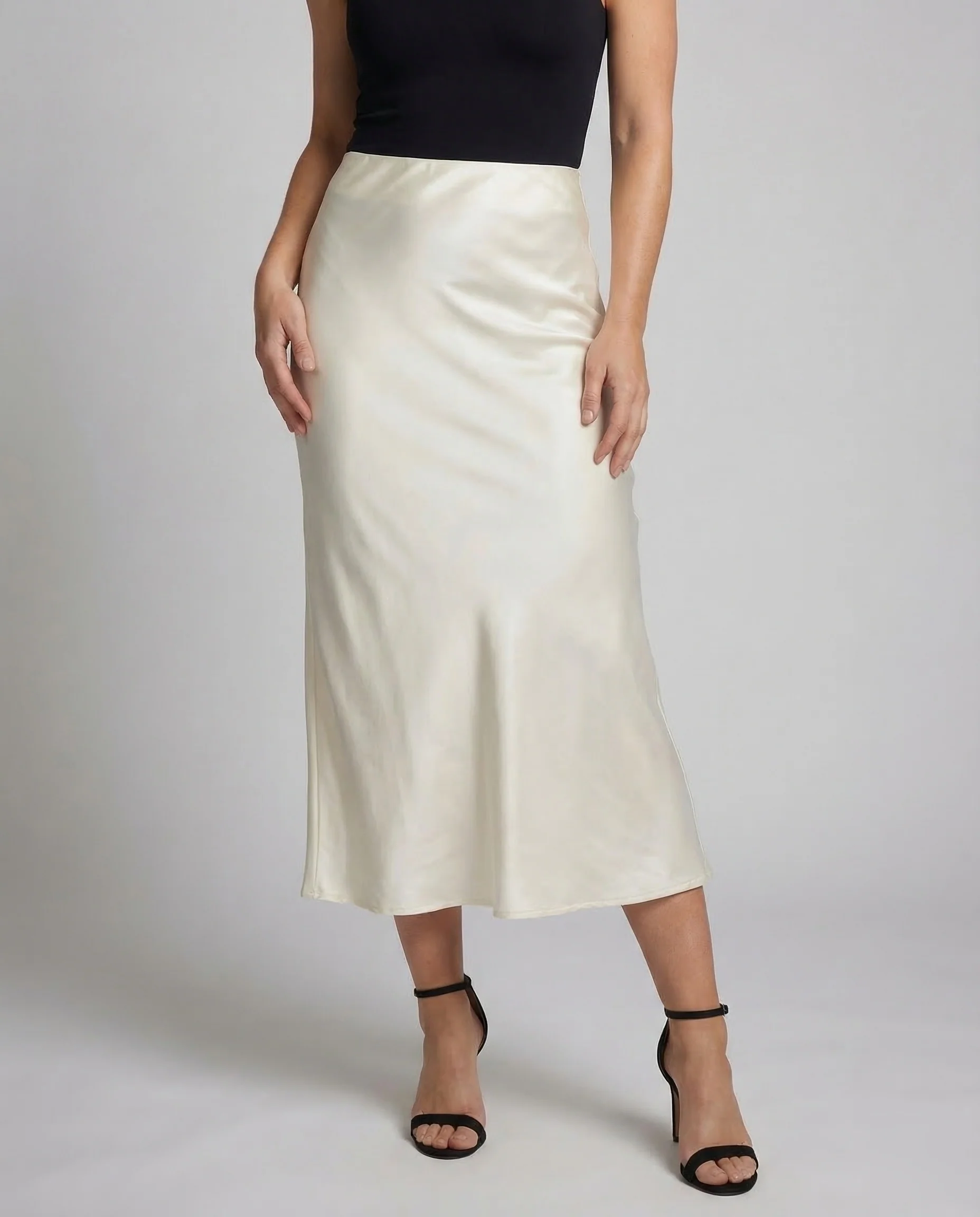 Damen Midirock Satin High Waist - Image 2