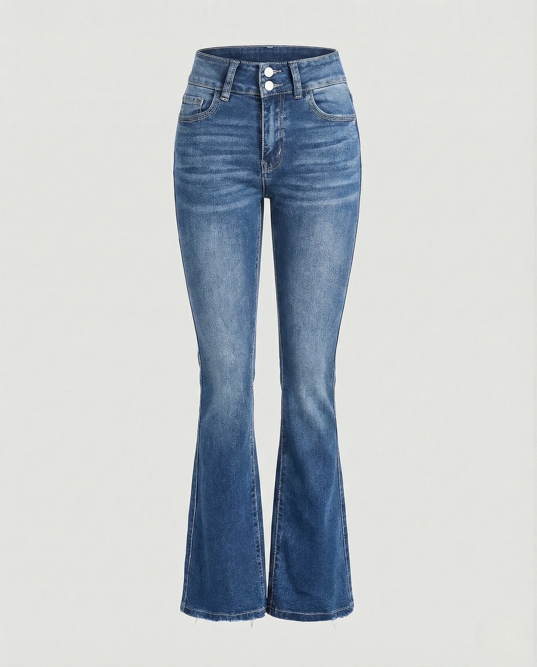 Damen Bootcut Jeans High Waist mit Doppelknopf - Image 6