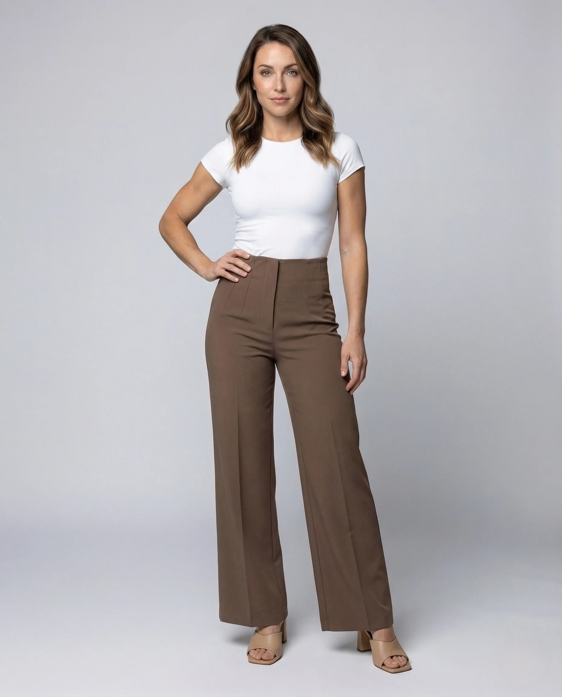 Damen Bundfaltenhose High Waist