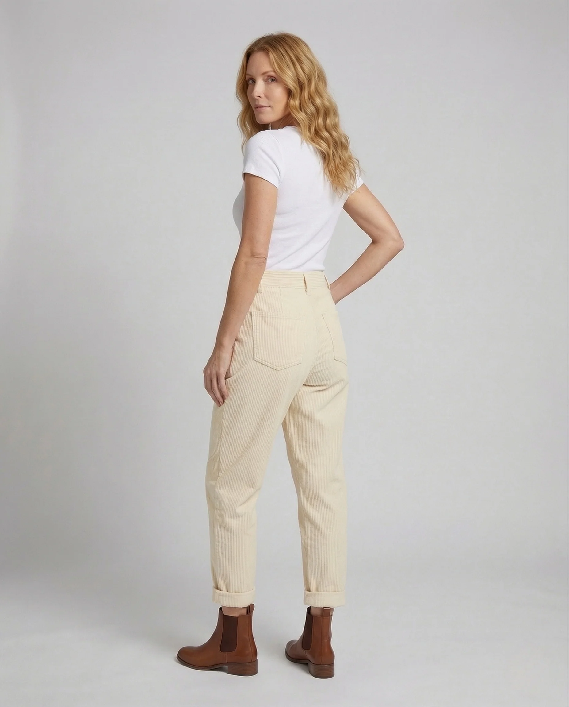 Damen Cordhose High Waist Umschlag - Image 4