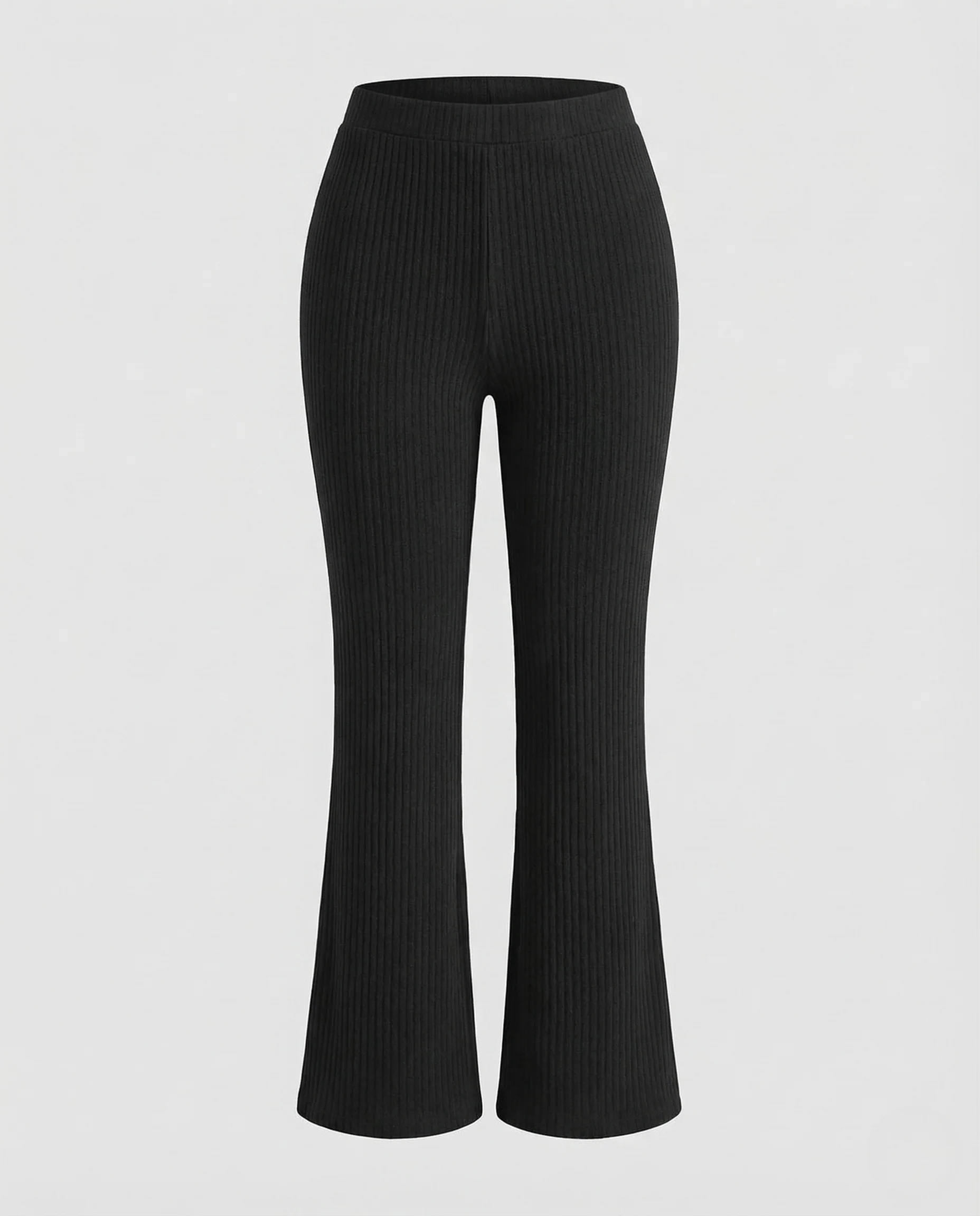 Damen Schlaghose Gerippt High Waist Strickhose - Image 5