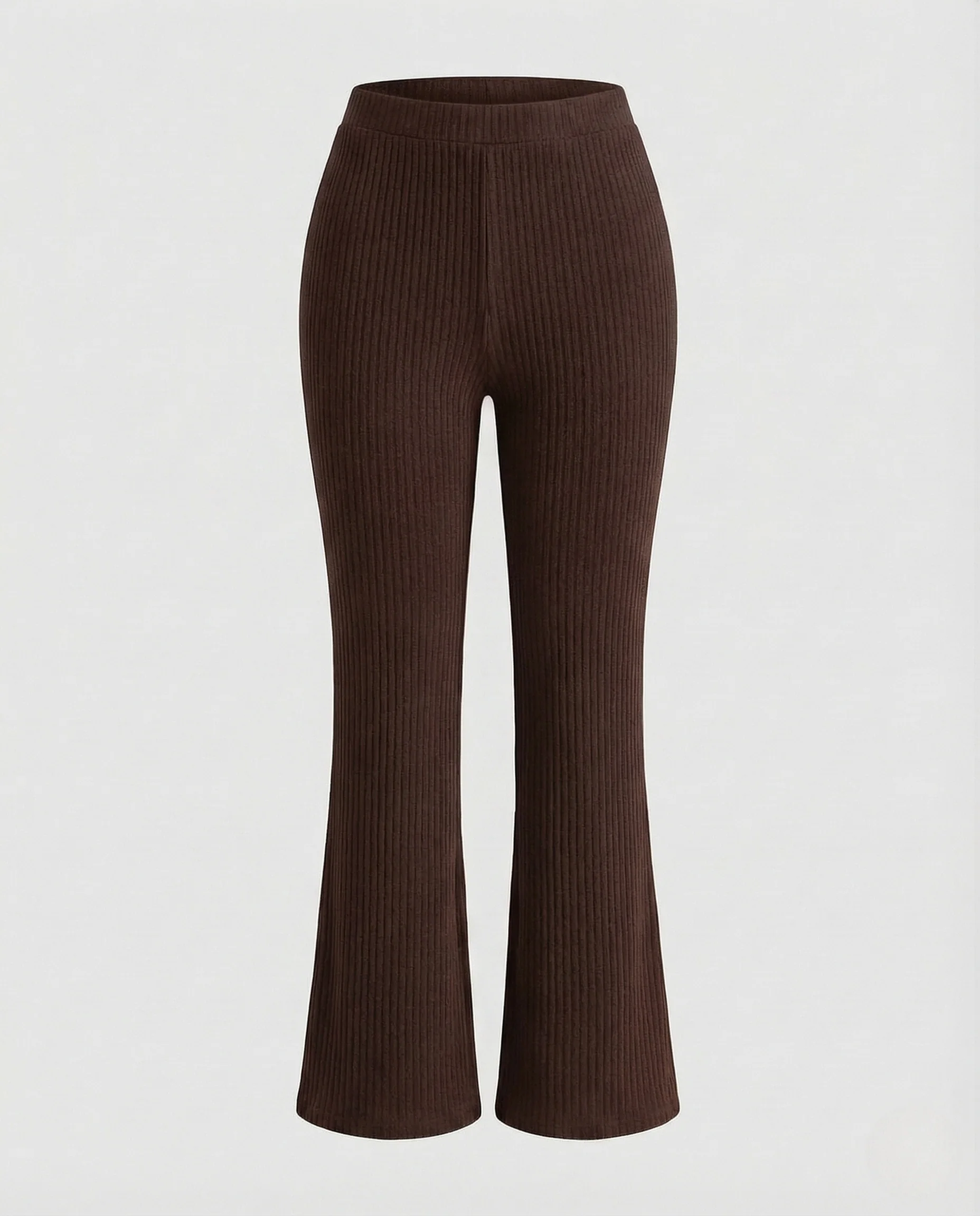 Damen Schlaghose Gerippt High Waist Strickhose - Image 6