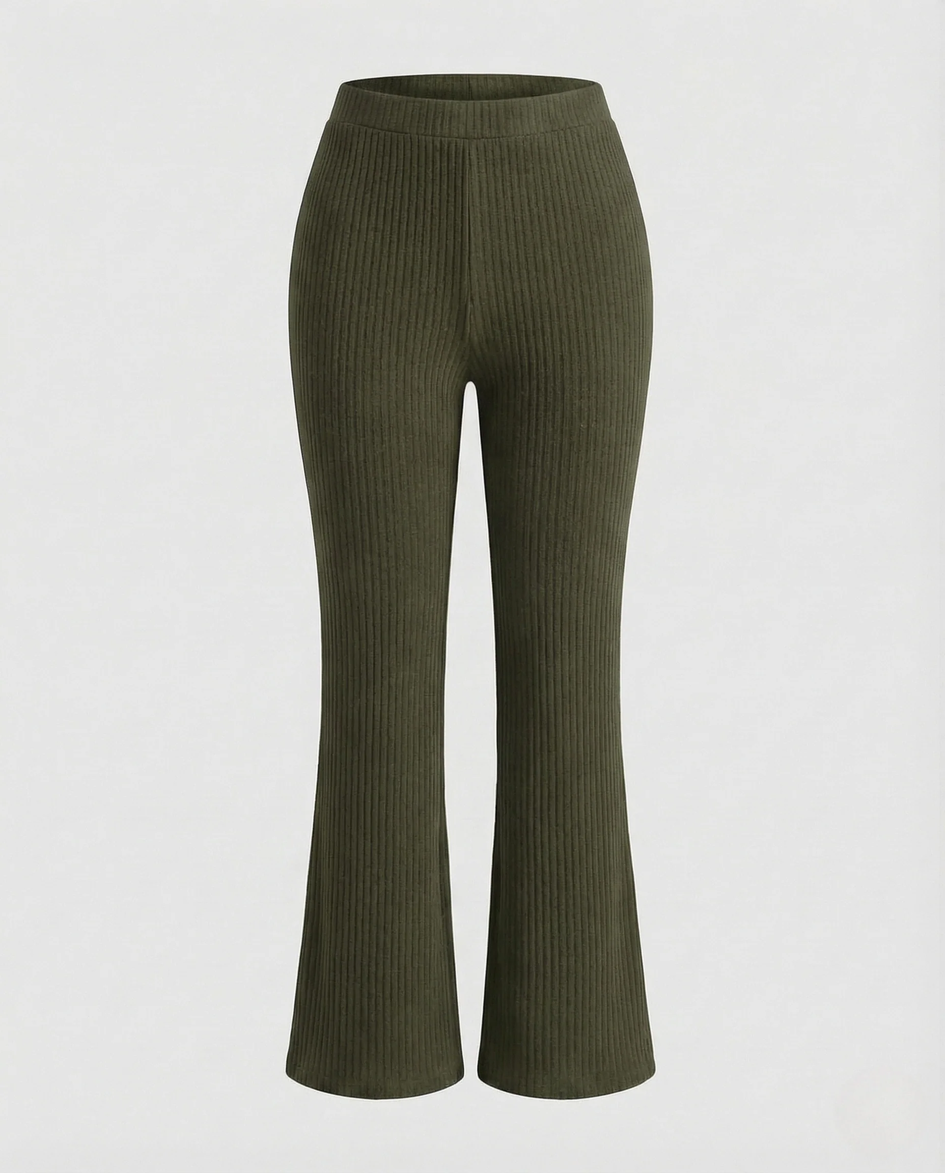 Damen Schlaghose Gerippt High Waist Strickhose - Image 8