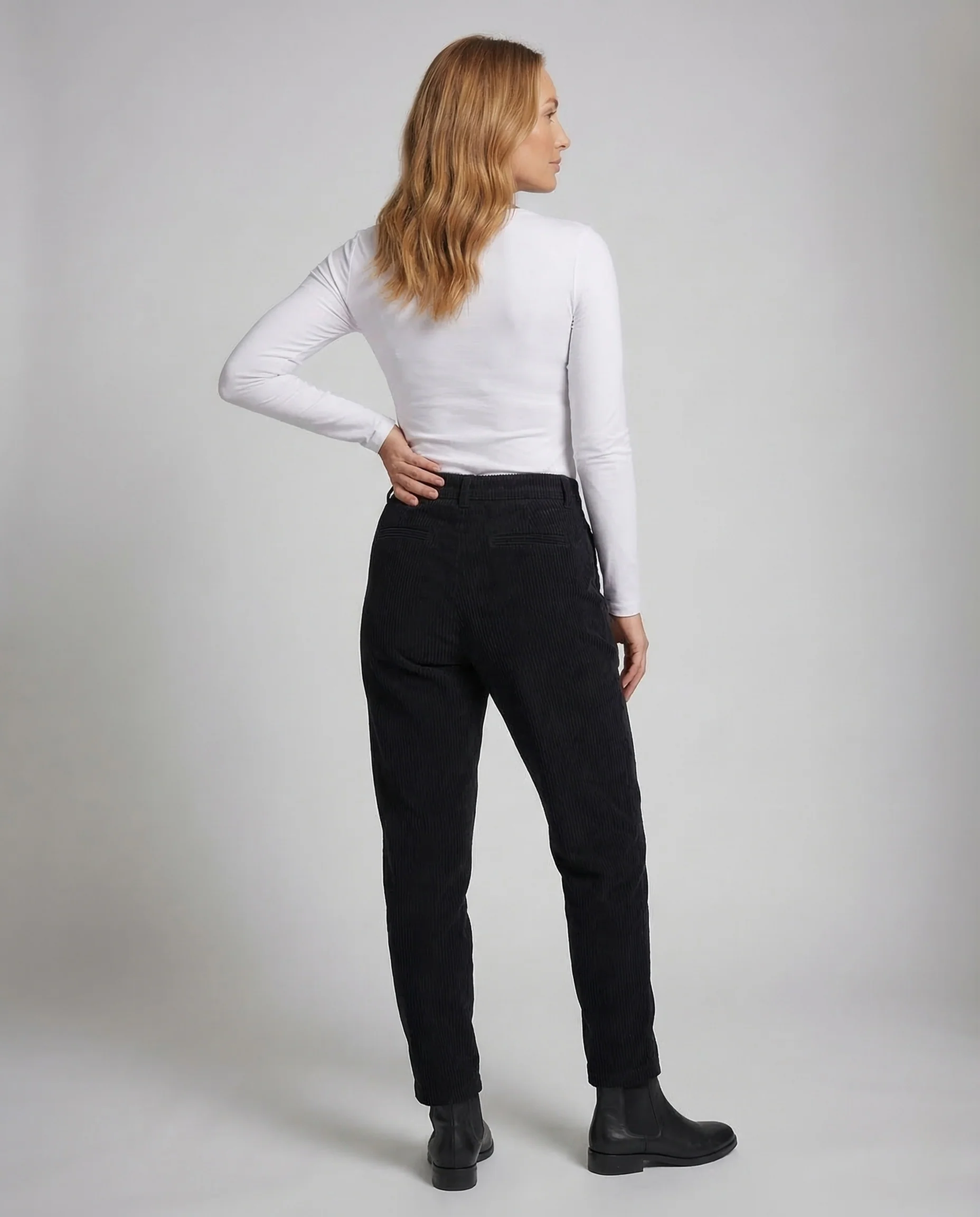 Damen Rippstrick Hose Bundfalten - Image 4
