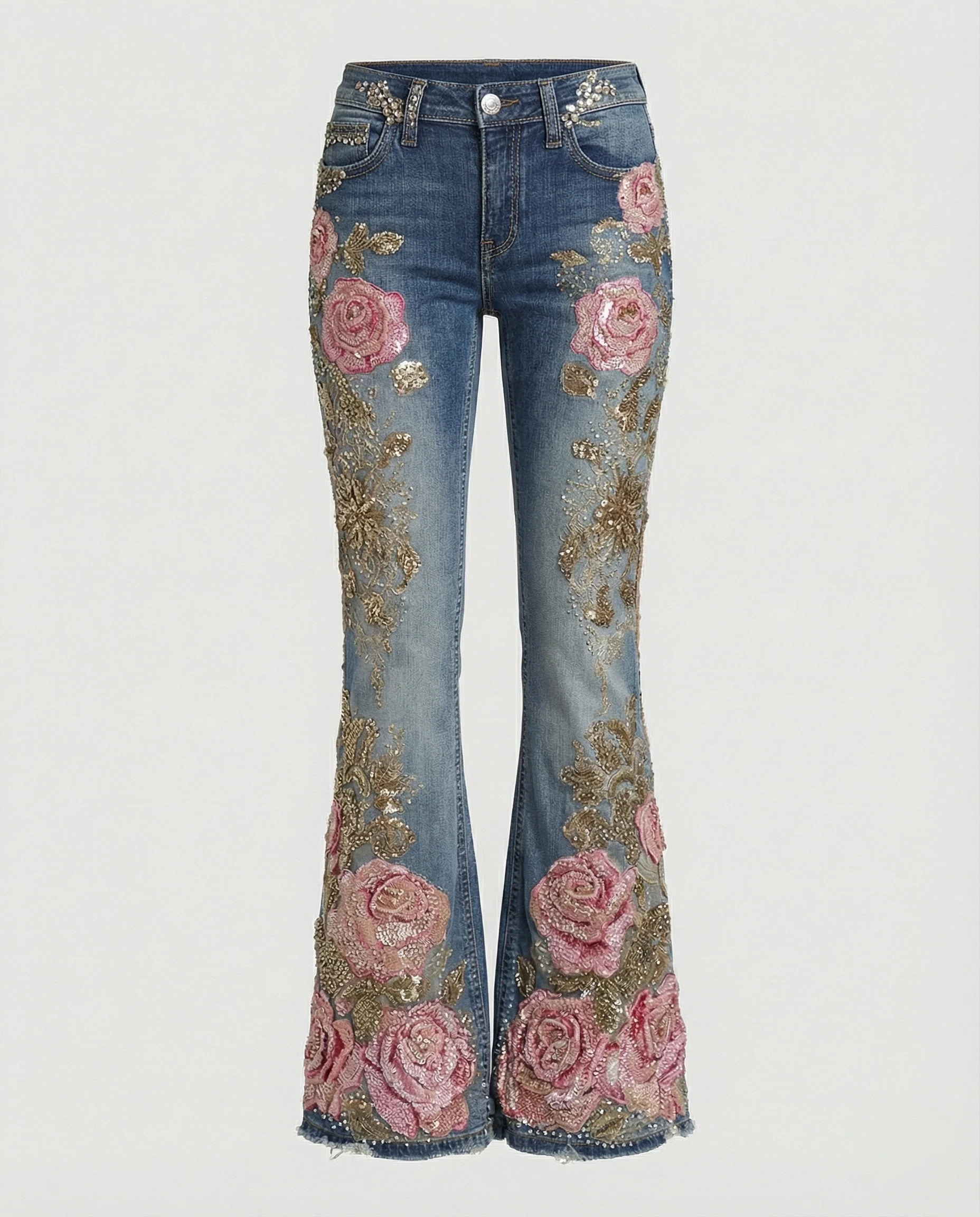 Damen Jeans High Waist Stickerei - Image 17