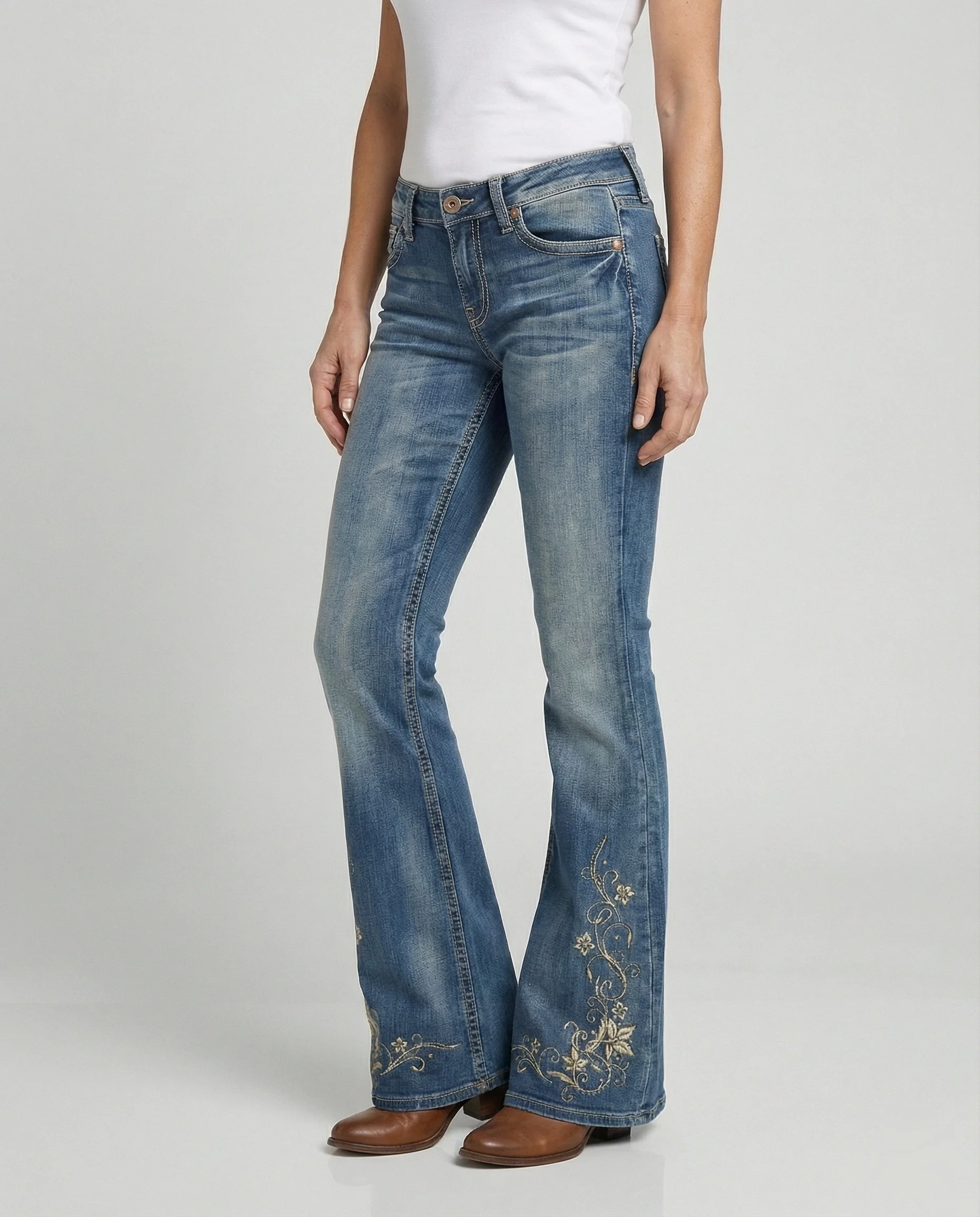 Damen Jeans High Waist Stickerei - Image 4
