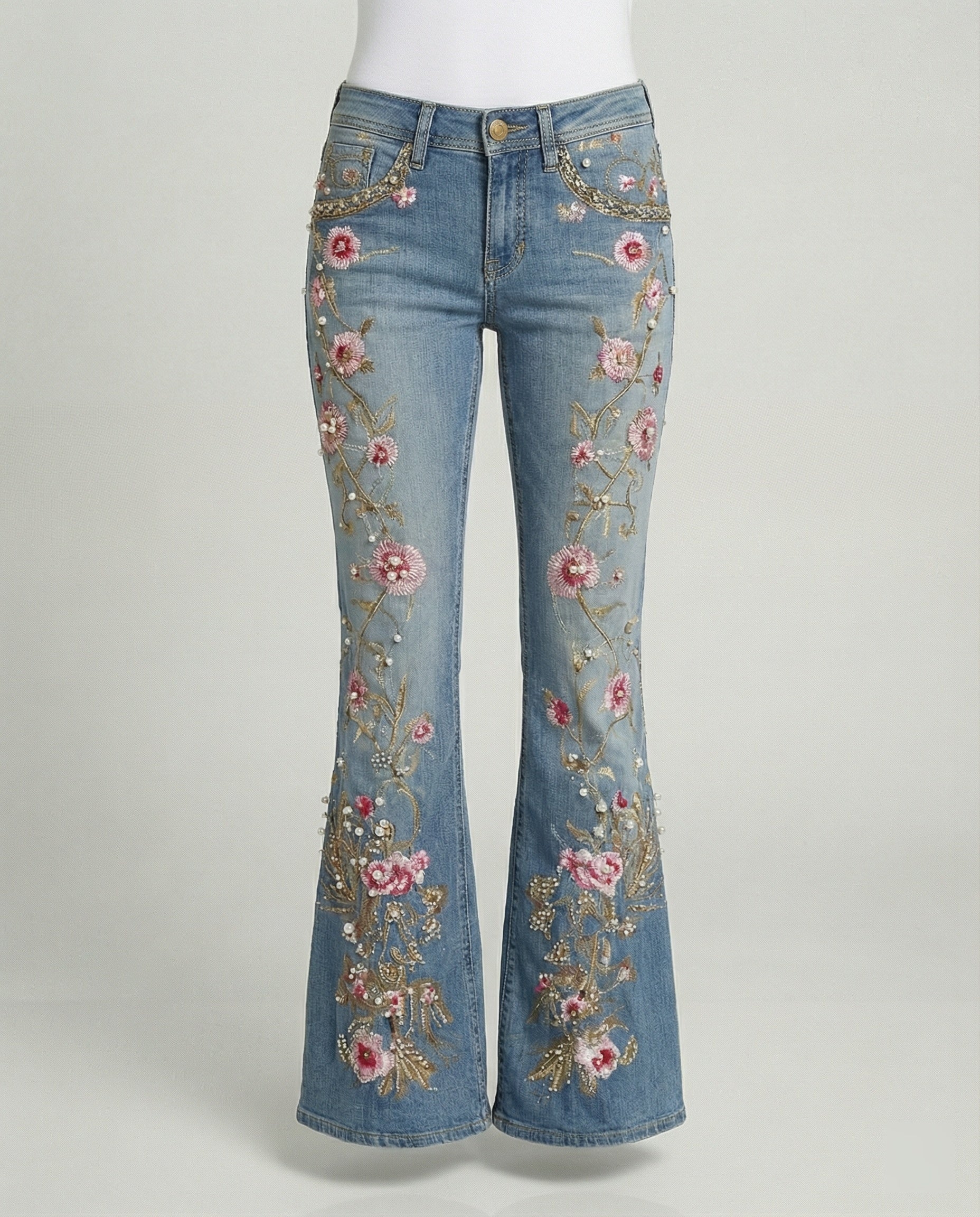 Damen Jeans High Waist Stickerei - Image 6
