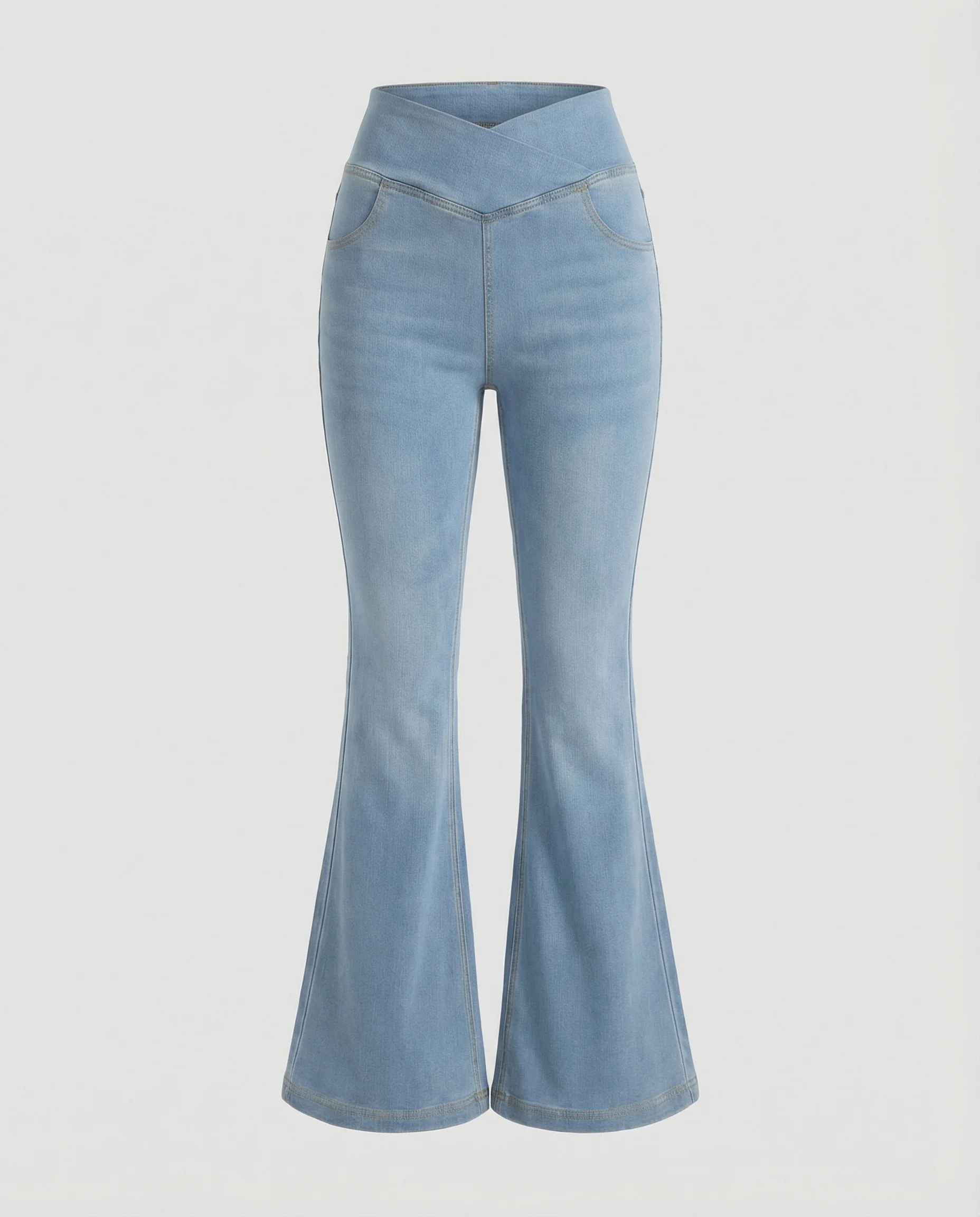 Damen Schlagjeans High Waist mit V Bund - Image 4