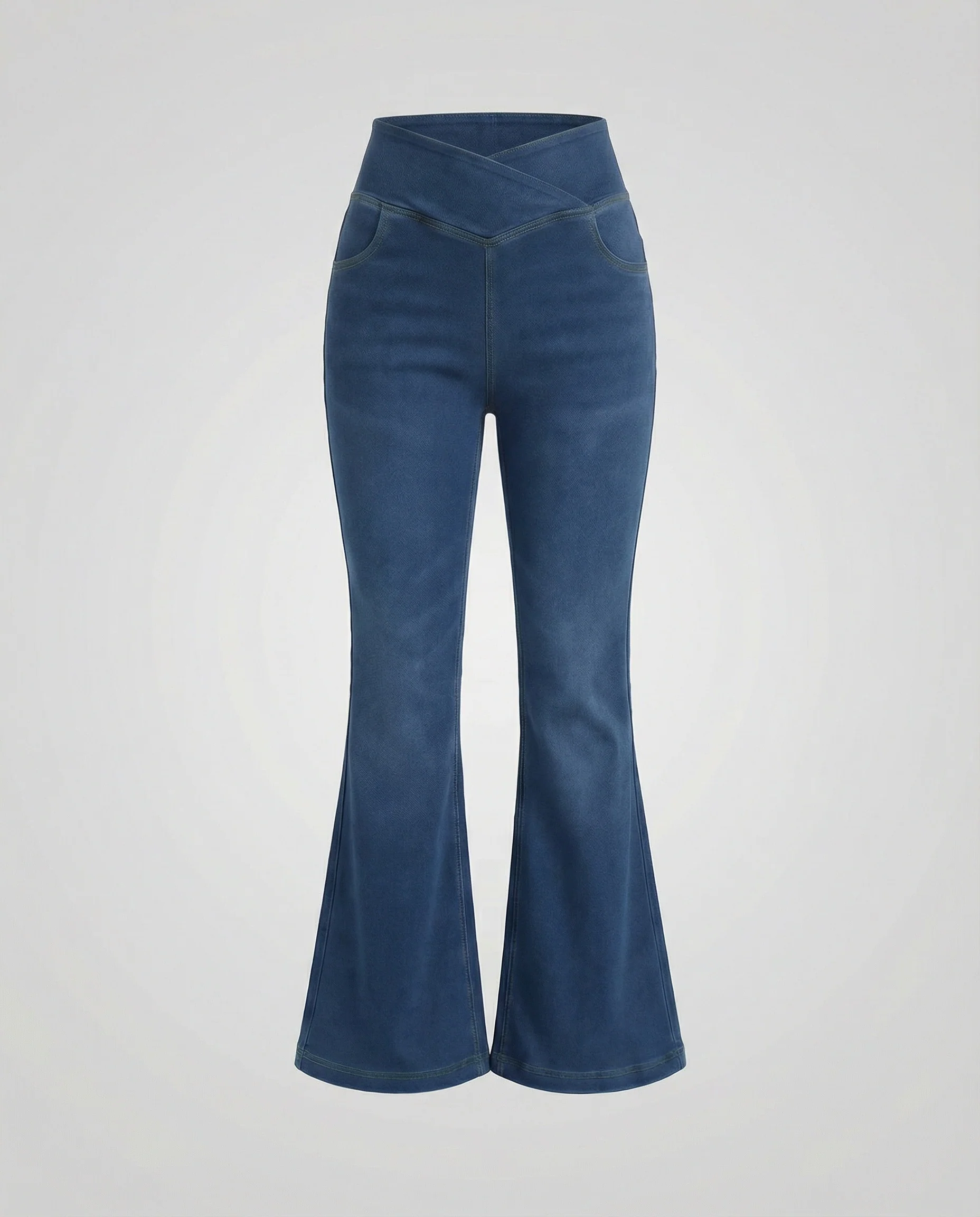 Damen Schlagjeans High Waist mit V Bund - Image 5