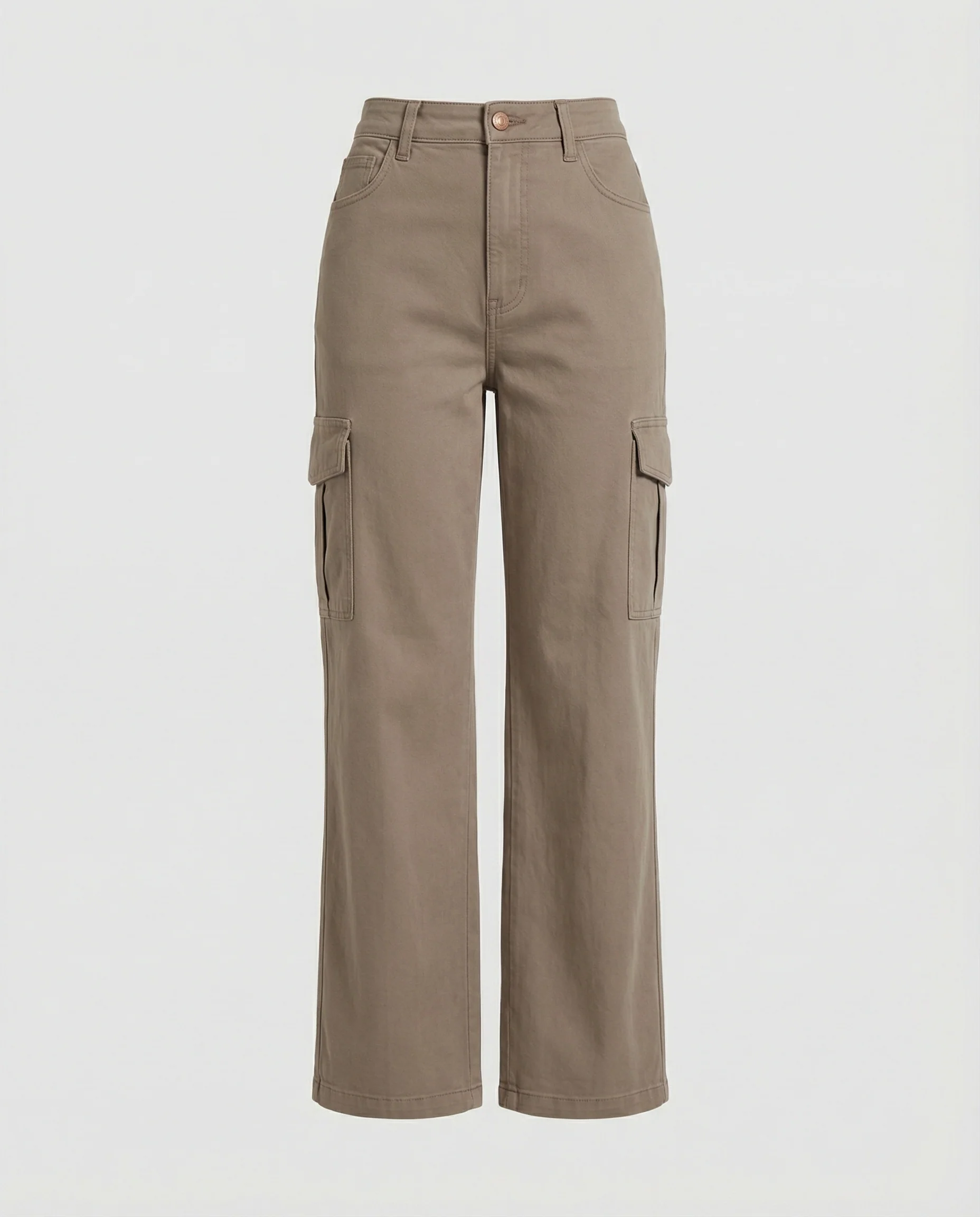 Damen hochtaillierte Utility-Hose mit weiten Beinpartien, aufgesetzten Klappentaschen und Knopf-Saumverstellung Heidi-Mode - Image 5