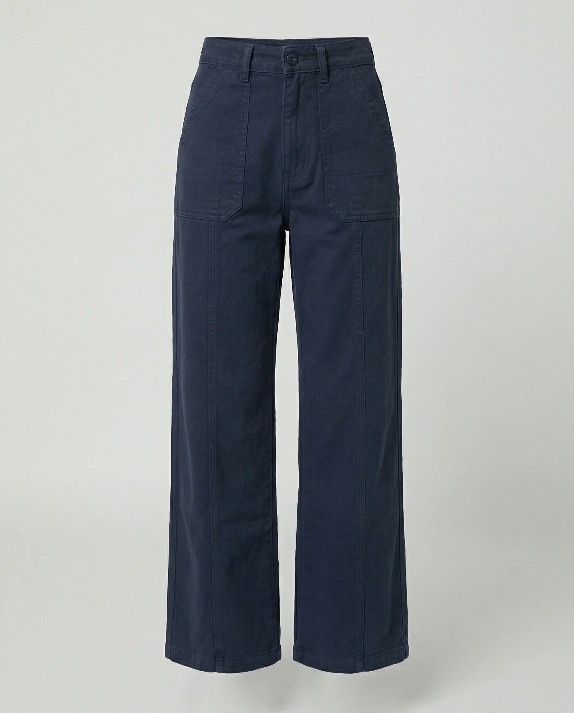 Damen hochtaillierte weite Ziernaht-Twillhose mit sichtbarer Stepplinie, Reißverschluss-Fly und tiefem Schritt Heidi-Mode - Image 5