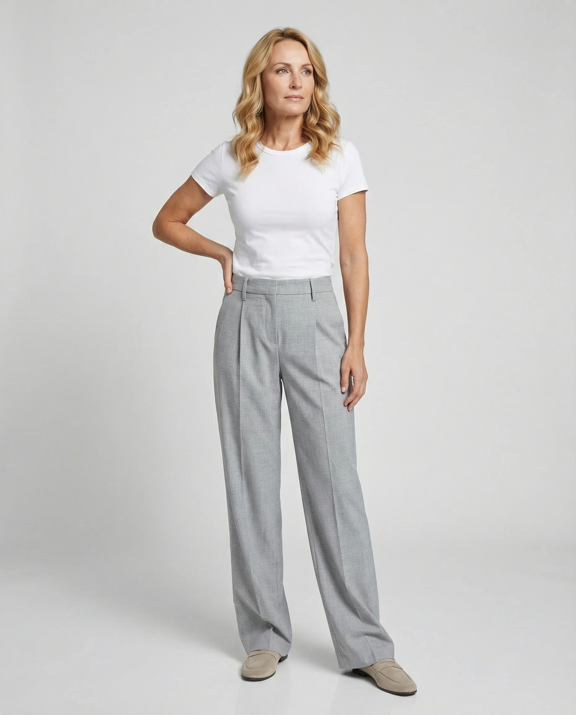 Anzughose Weit High Waist Mit Bügelfalte Damen - Image 4