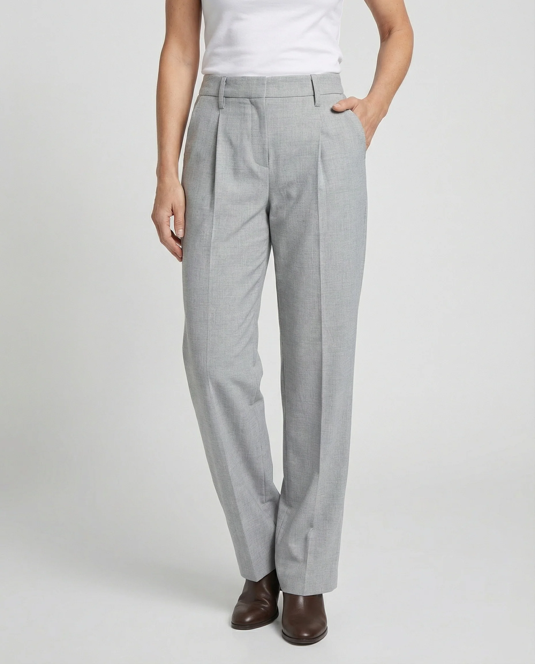 Anzughose Weit High Waist Mit Bügelfalte Damen - Image 5