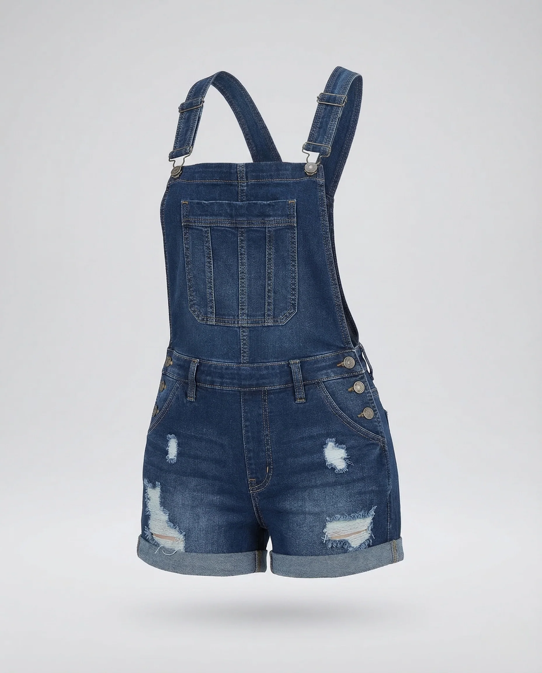 Damen Jeans Latzshorts Used - Image 4