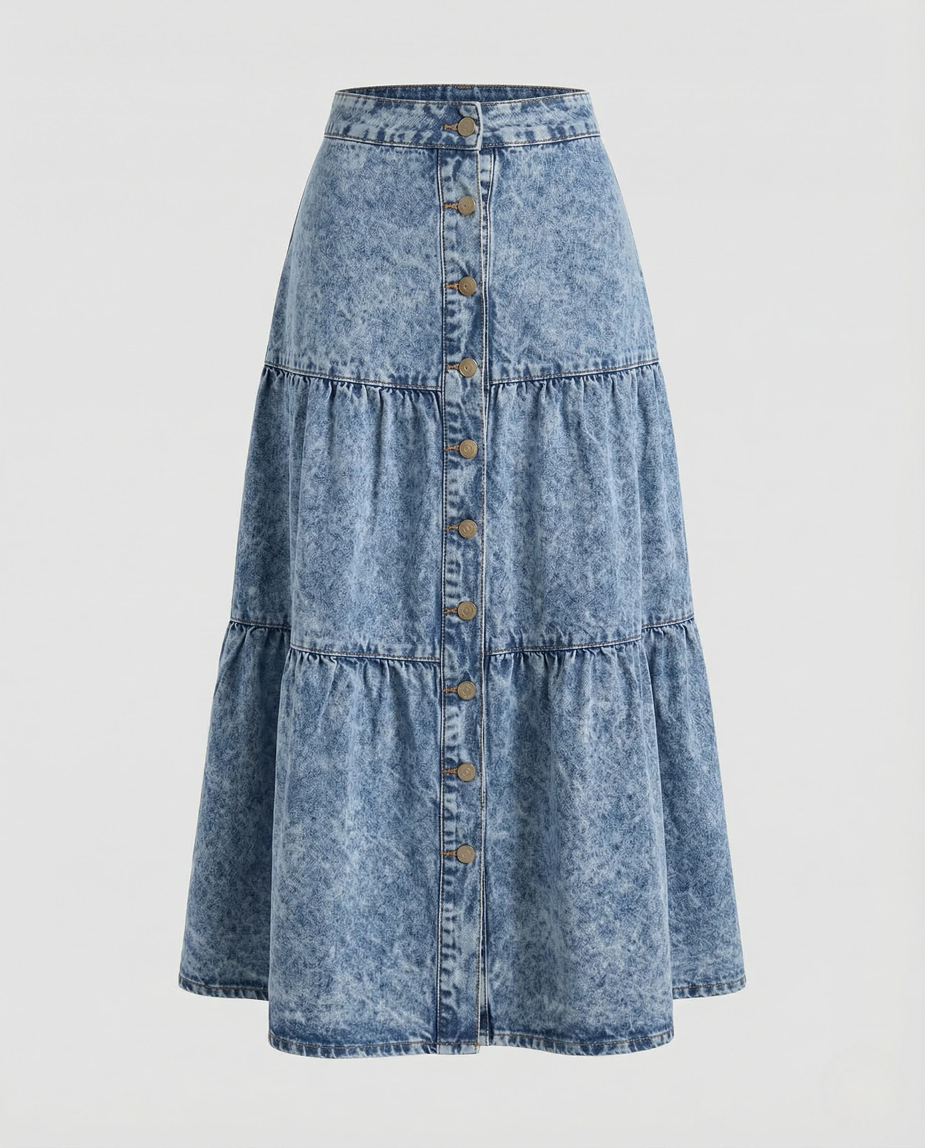 Jeans Midirock Mit Knopfleiste Damen - Image 5