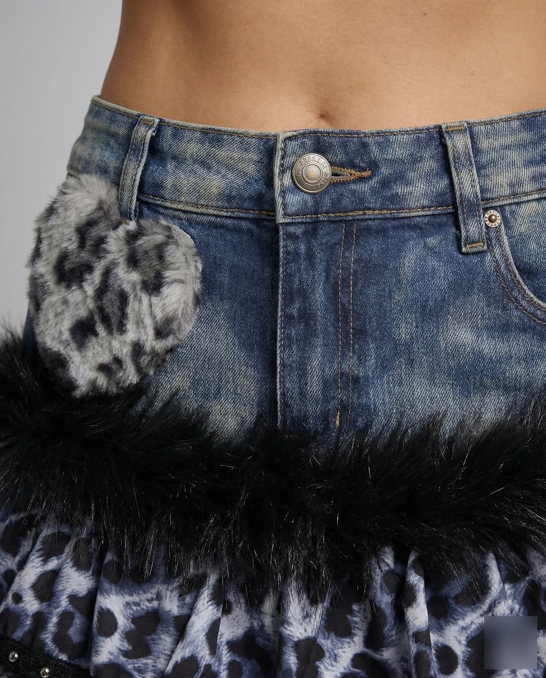 Damen Jeans Minirock Rüschen - Image 3