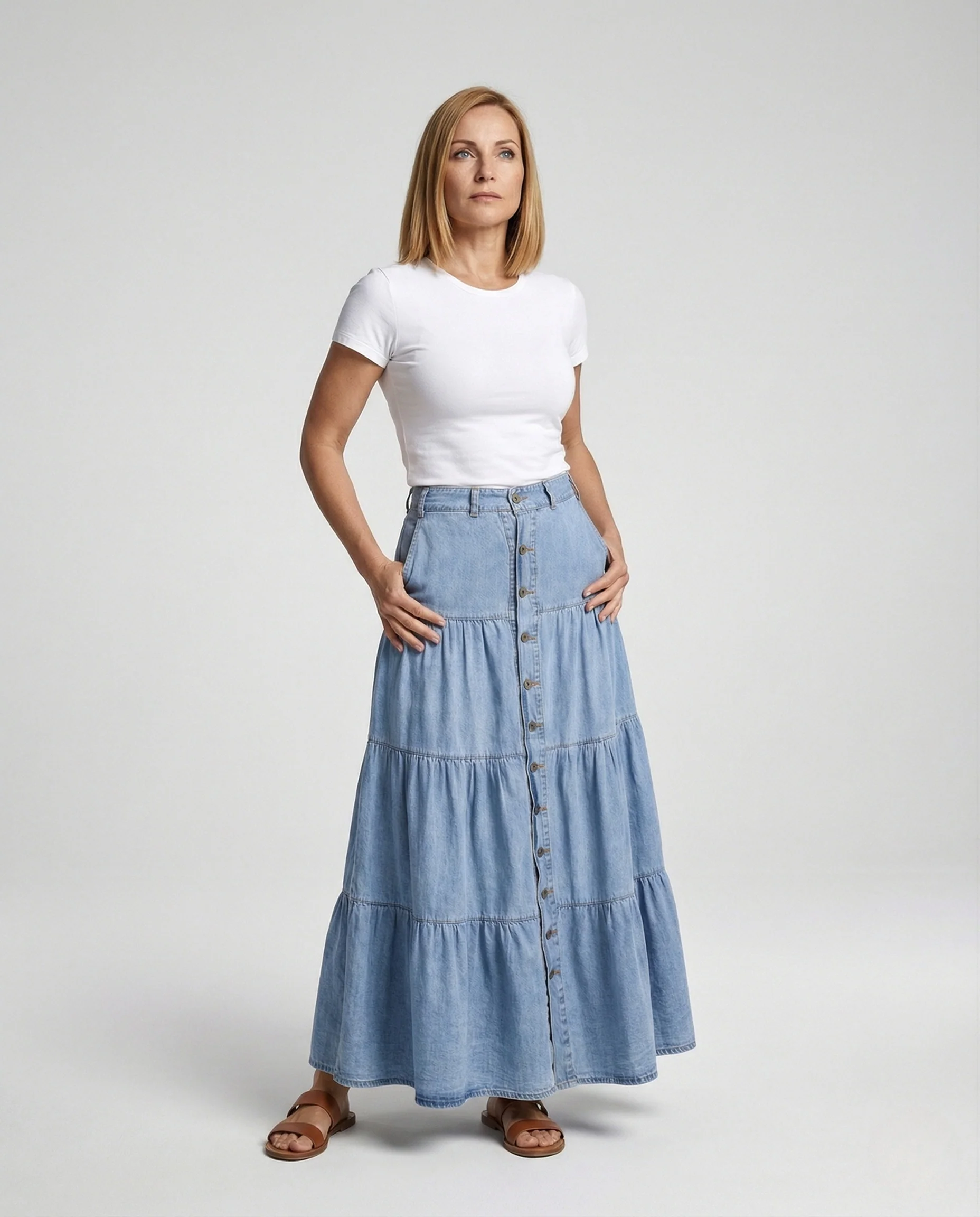 Jeans Stufenrock Damen A-Linie - Image 2